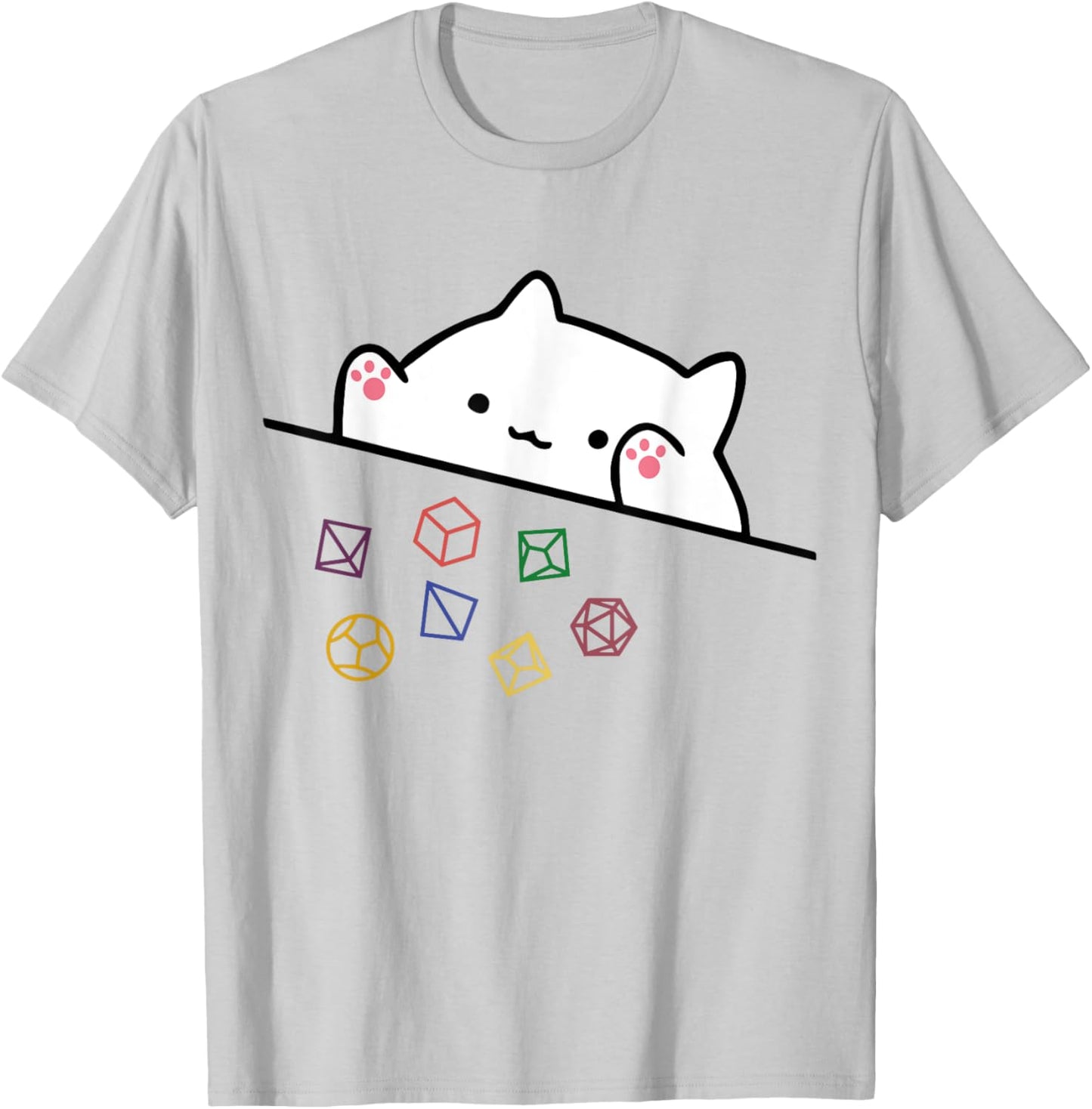 funny Cat Throwing Dice , Small, Grey T-Shirt - T-Shirt | Ash