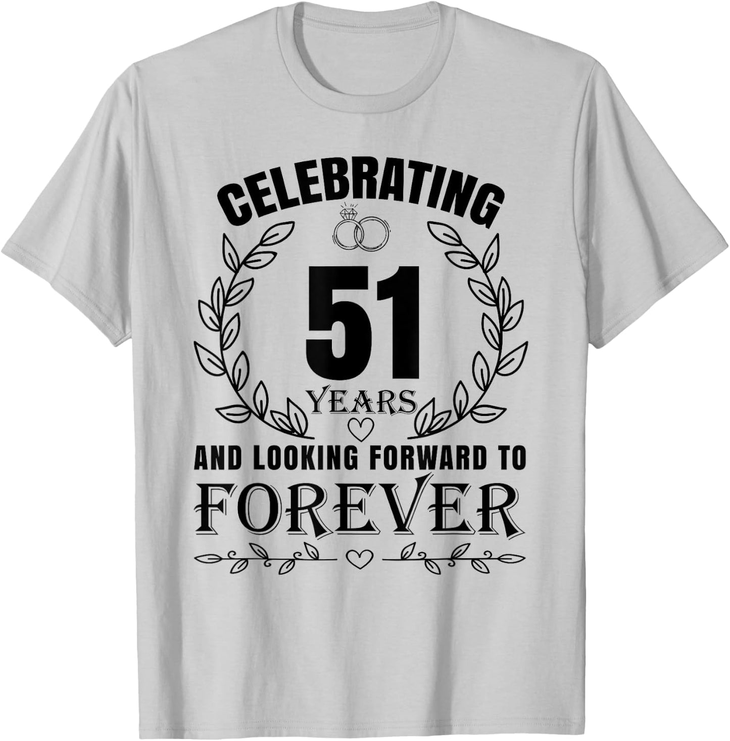 Cute 51st Wedding Anniversary for Couples Married 51 year T-Shirt - T-Shirt | Ash