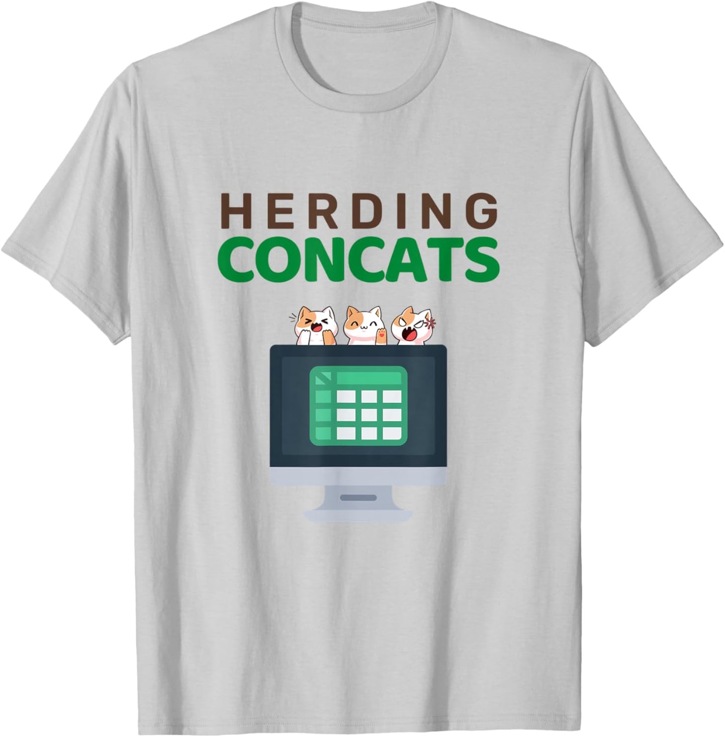 Concat Excel Formula Joke Spreadsheet Design Men Women T-Shirt - T-Shirt | Ash