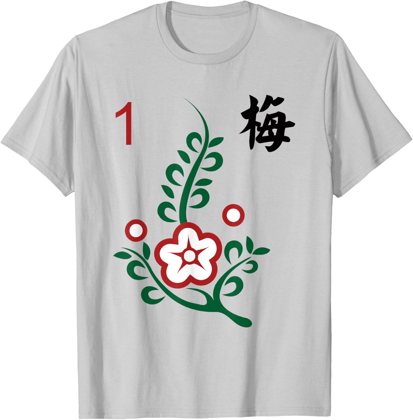 Chinese Mahjong Mah Jong Game Tiles Character Flower One T-Shirt - T-Shirt | Ash