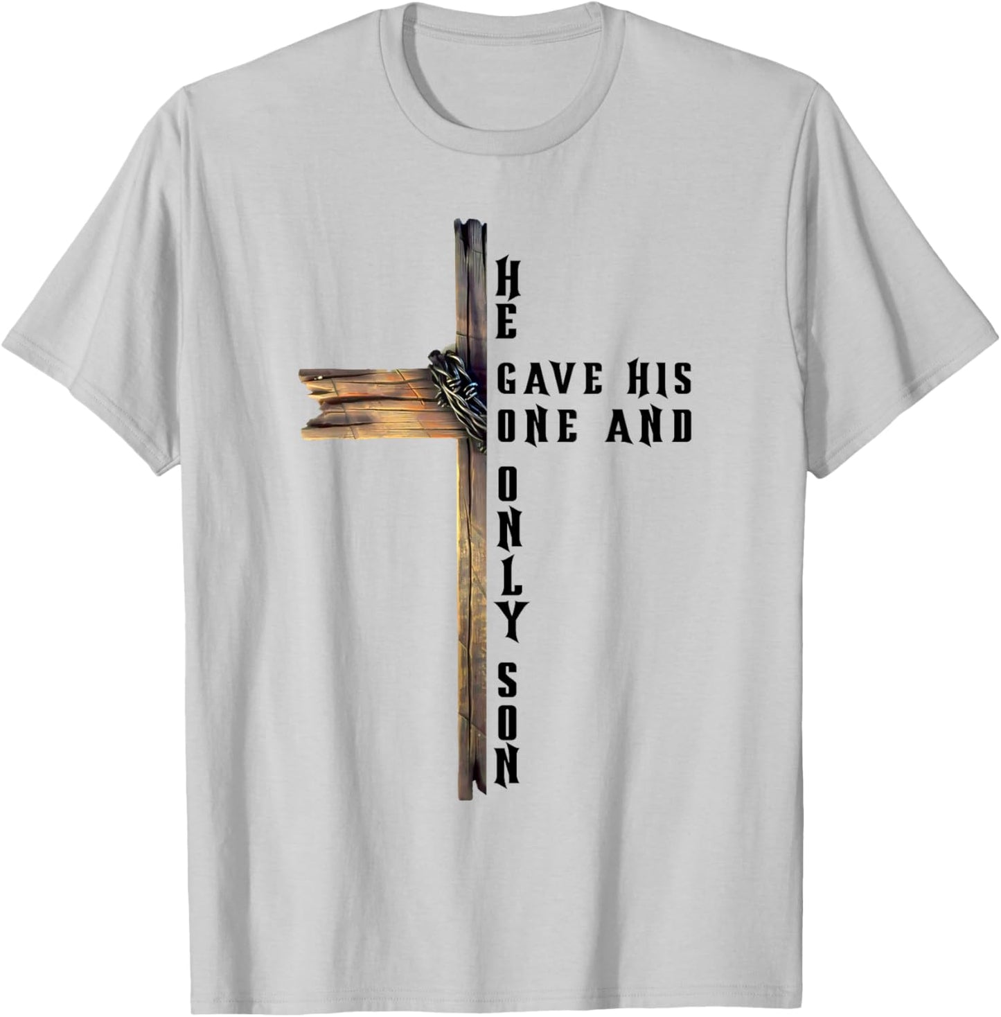 Christian Cross Bible John 3:16 Reflection T-Shirt - T-Shirt | Ash