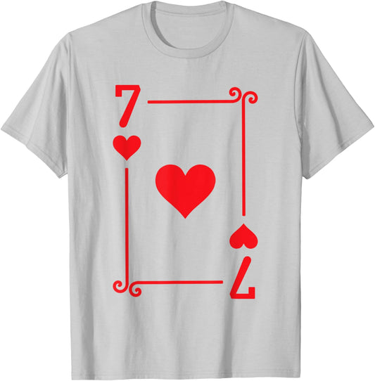 Playing Cards Costume - 7 Hearts Card - Seven Card T-Shirt - T-Shirt | Ash
