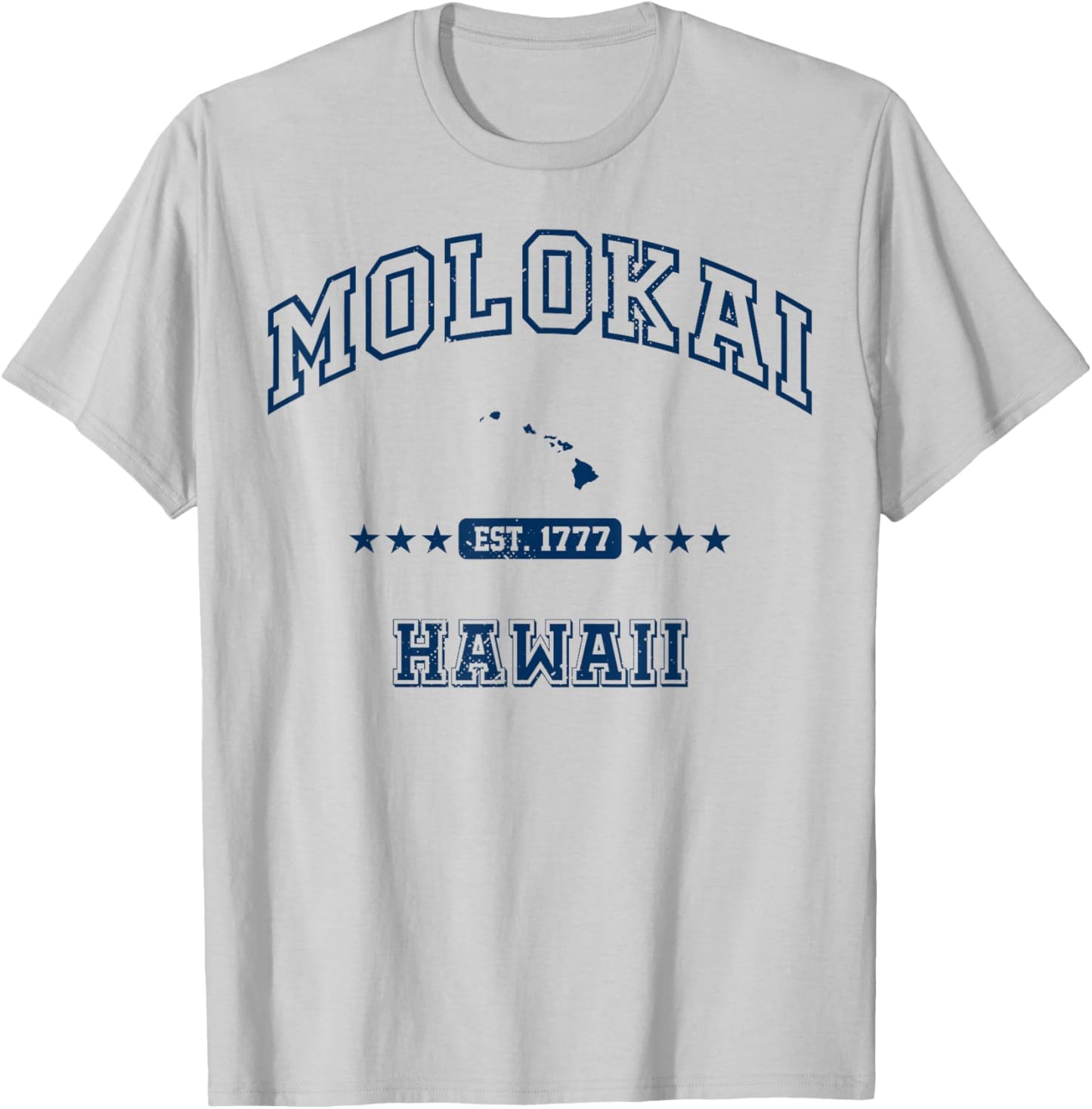 Molokai Hawaii HI Vintage Athletic Navy T-Shirt - T-Shirt | Ash