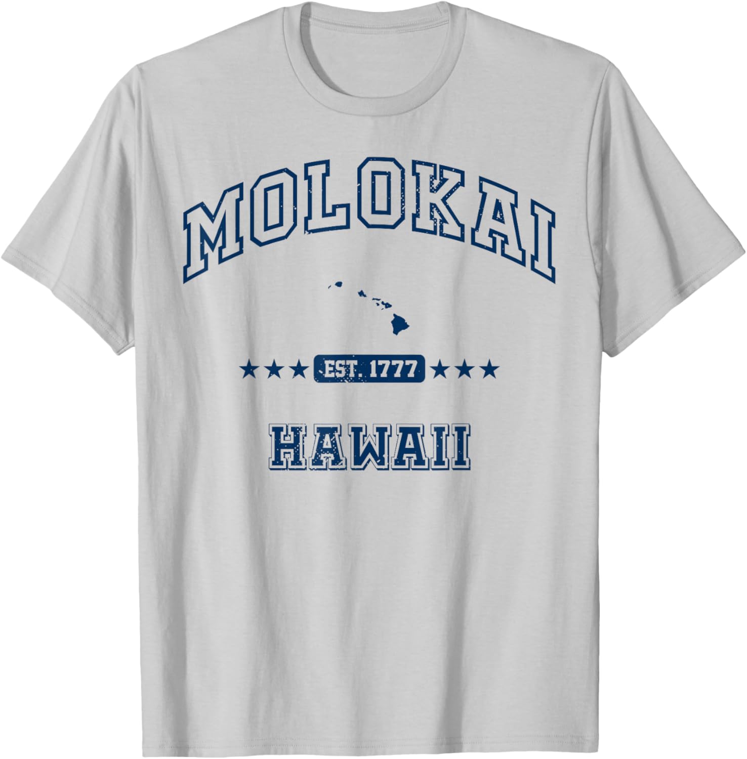 Molokai Hawaii HI Vintage Athletic Navy T-Shirt - T-Shirt | Ash