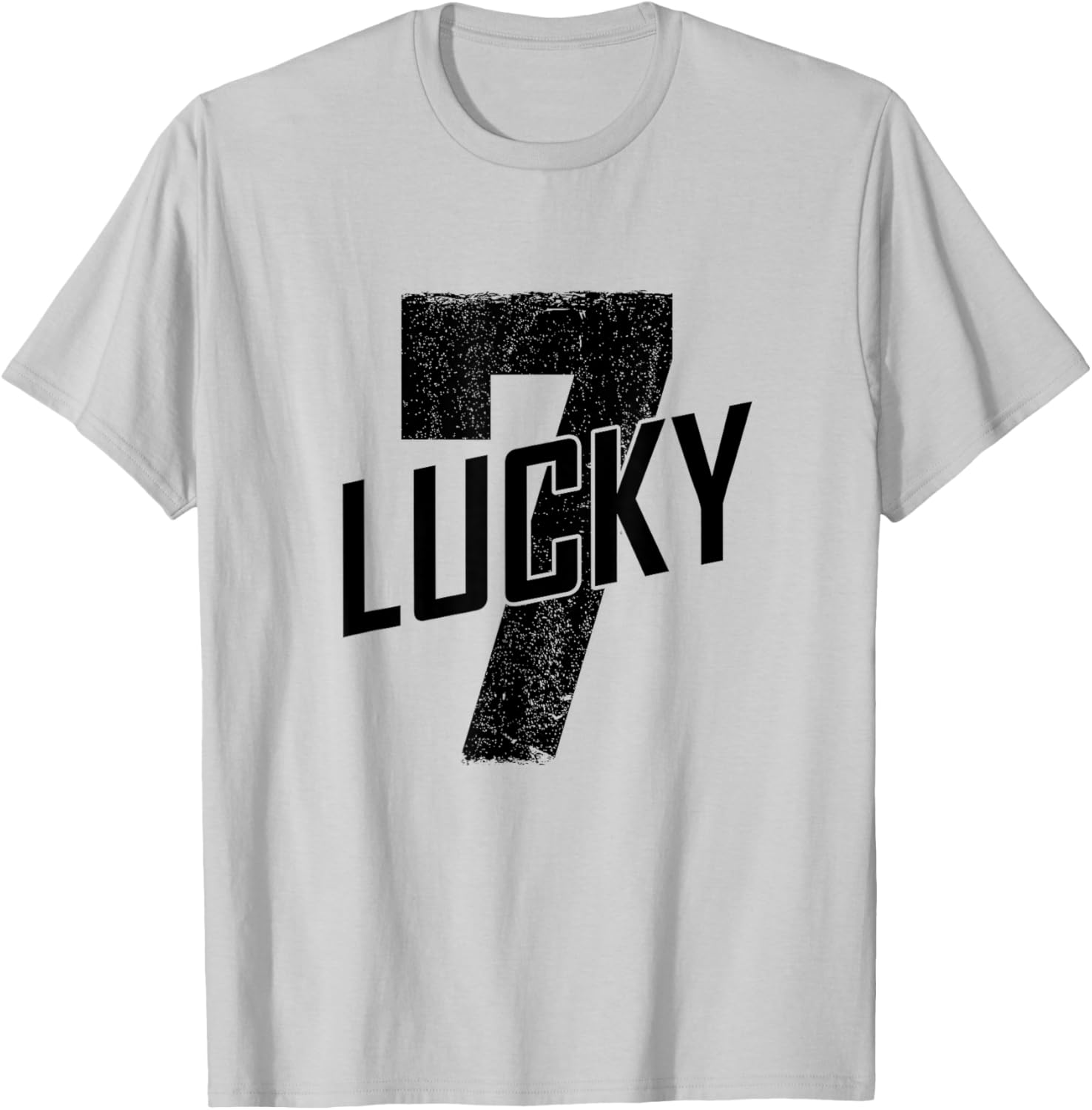 Lucky Seven Distressed In Black Lucky Number 7 T-Shirt - T-Shirt | Ash