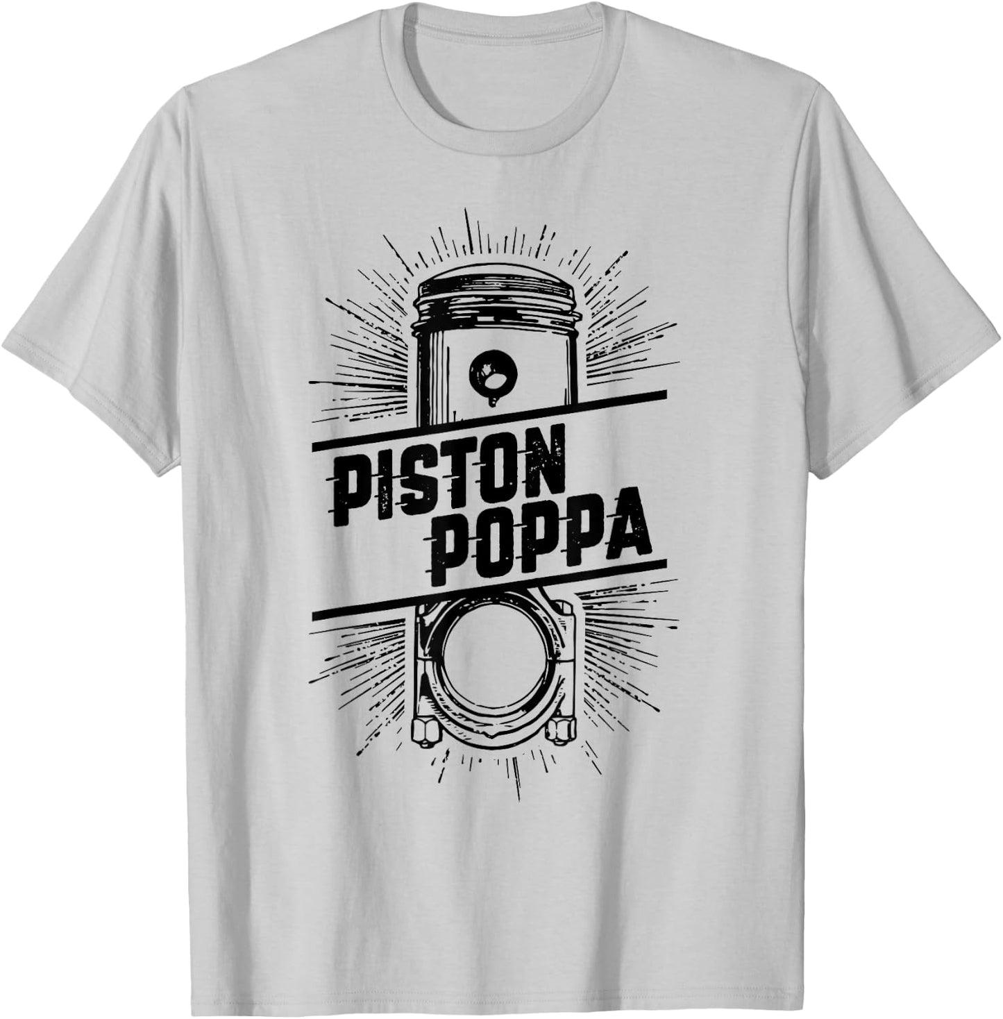 Piston Poppa - Vintage Car Lover Dad Grandpa Gift T-Shirt - T-Shirt | Ash