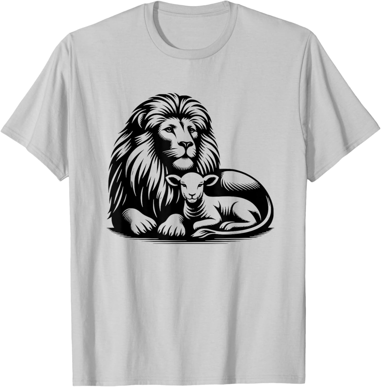 Lion and Lamb Black Design Christian Men Women T-Shirt - T-Shirt | Ash