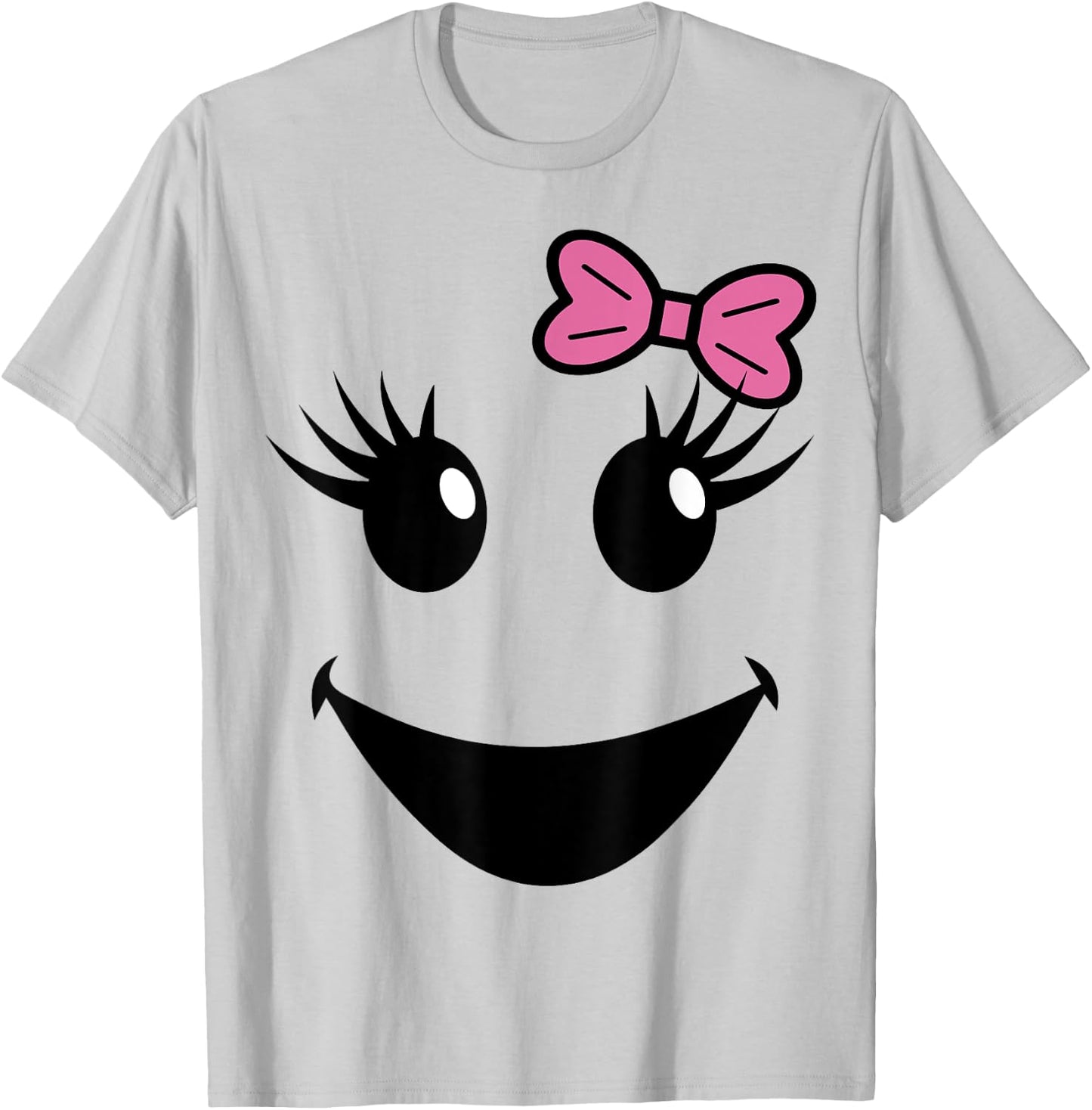 Cute Ghost Face With Bow Eyelashes Halloween Girls T-Shirt - T-Shirt | Ash