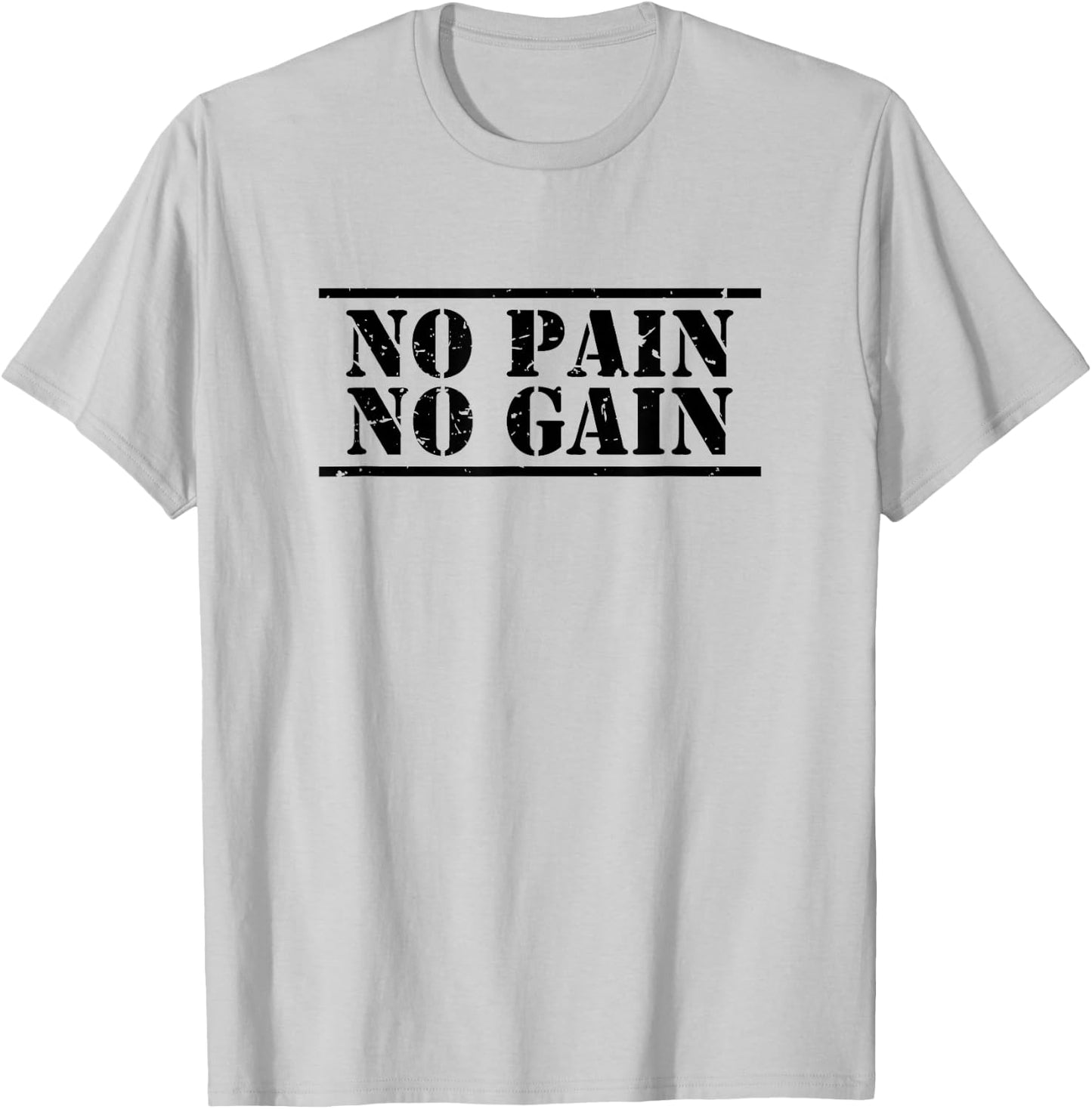 No Pain No Gain sport & fitness training distressed logo T-Shirt - T-Shirt | Ash