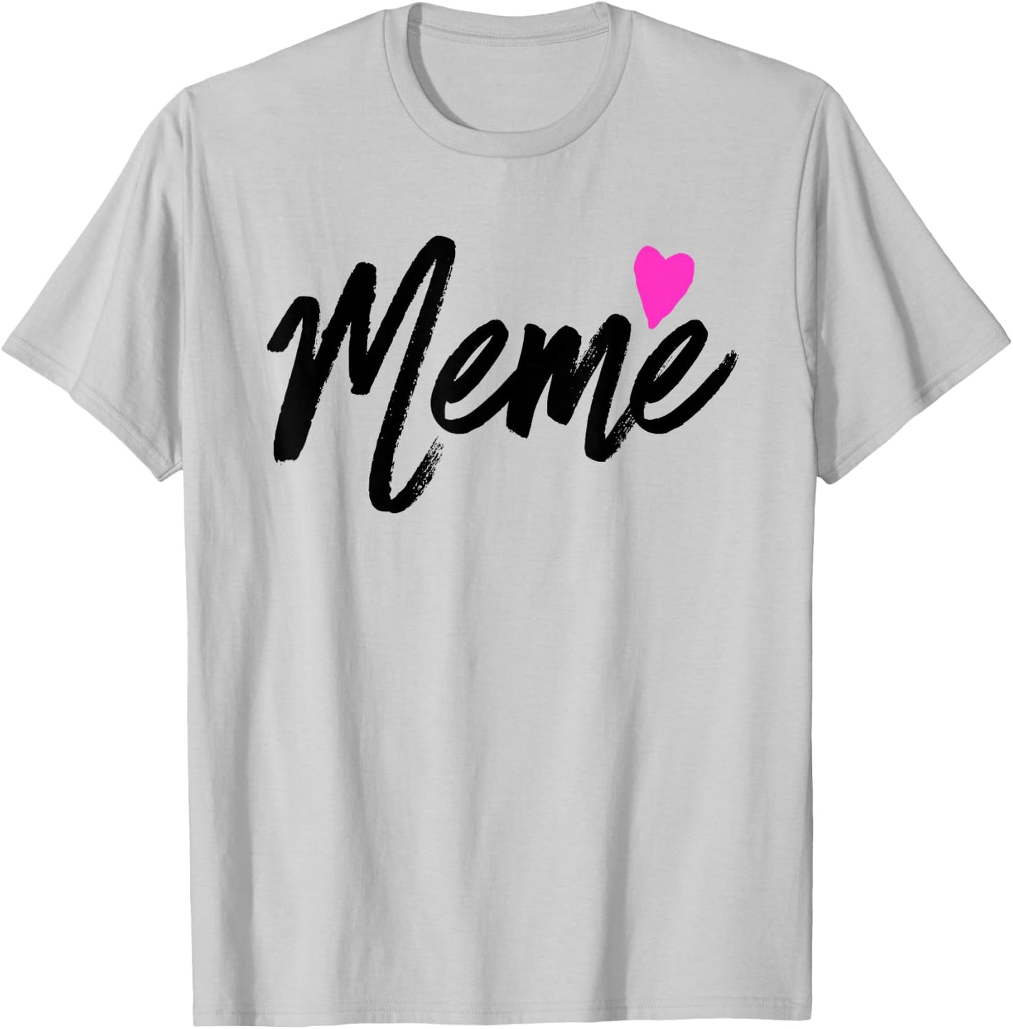 Meme with Pink Heart Grandmother Gift T-Shirt - T-Shirt | Ash