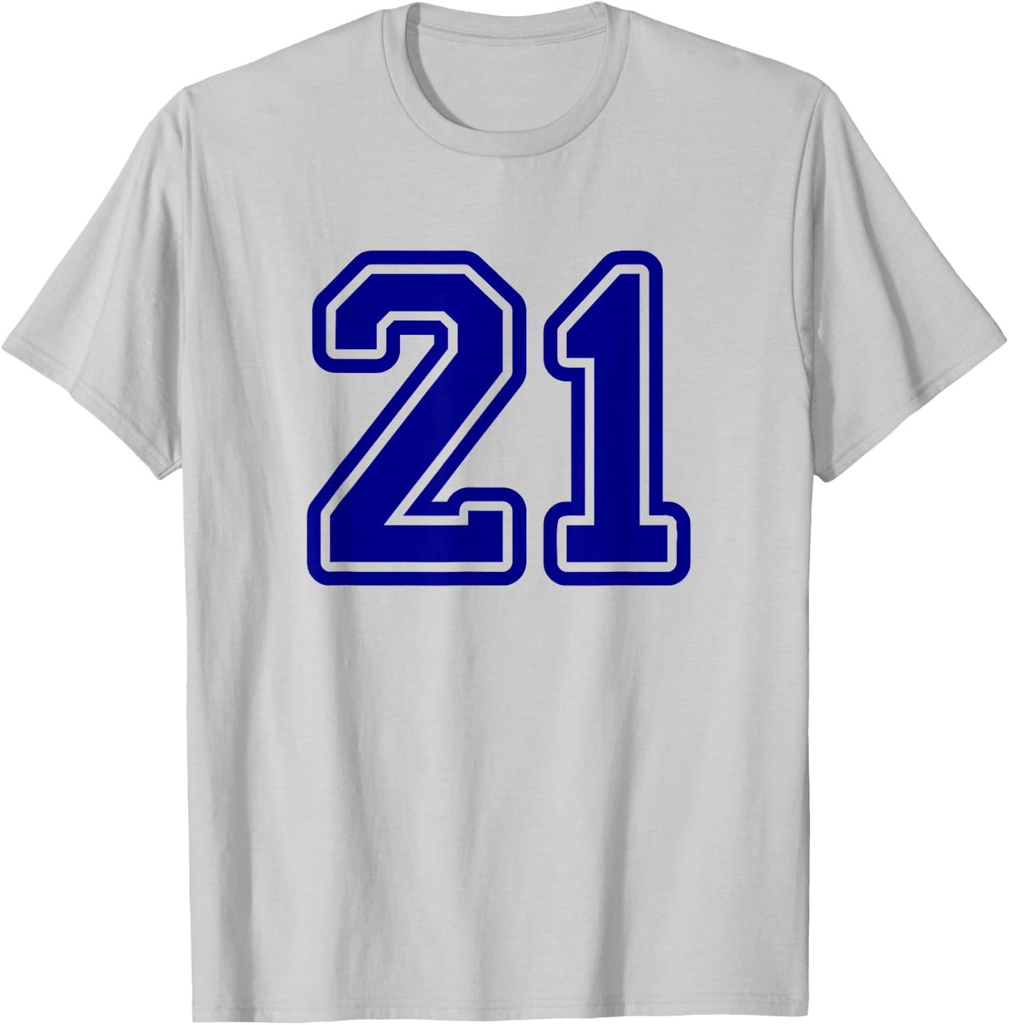 Number #21 Sport Blue Varsity Number 21 T-Shirt - T-Shirt | Ash