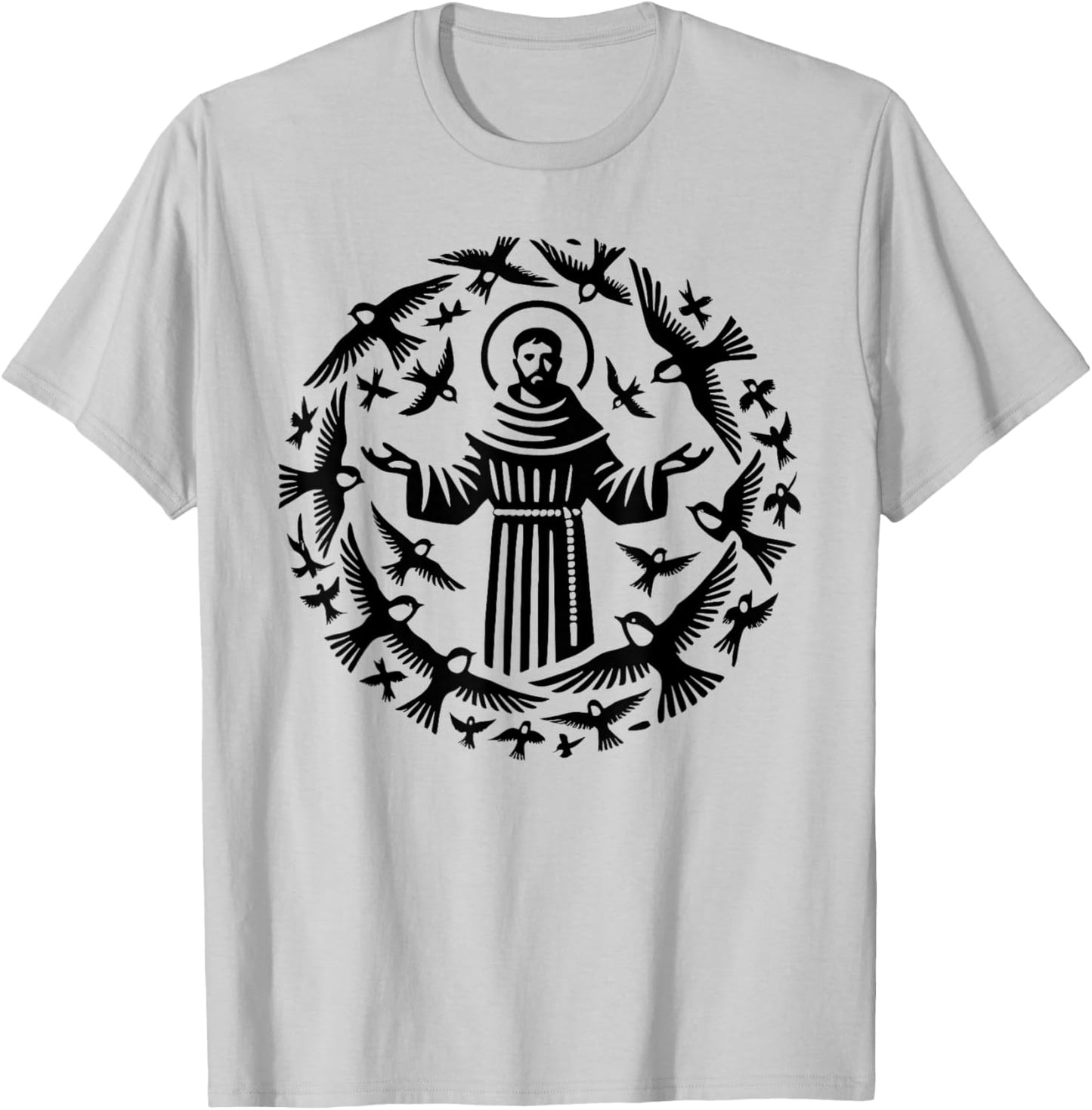 St Francis of Assisi Patron Saint of Animals Birds T-Shirt - T-Shirt | Ash