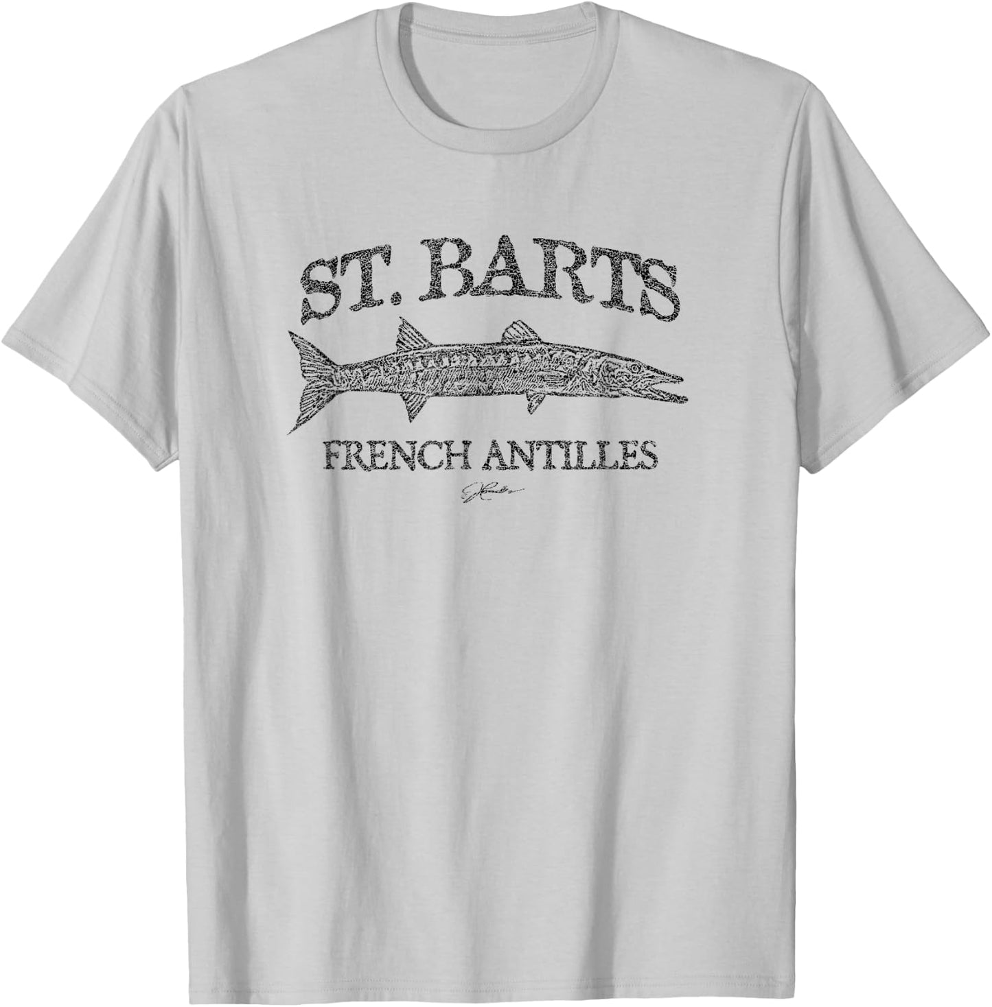 JCombs: St. Barts, French Antilles, Barracuda (Distressed) T-Shirt - T-Shirt | Ash