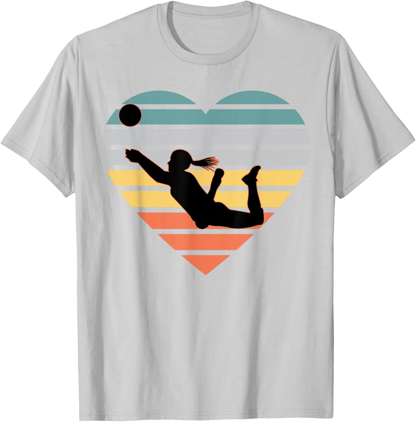 Volleyball Gifts for Teen Girls Retro Vintage Heart T-Shirt - T-Shirt | Ash