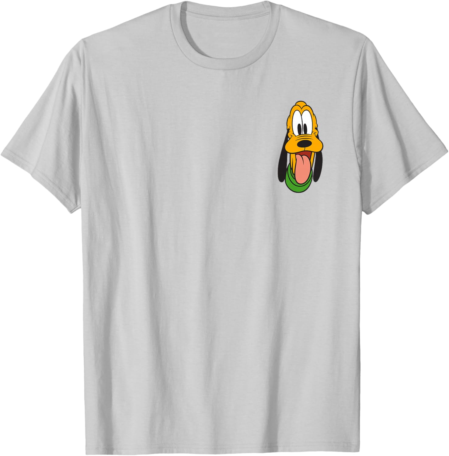 Disney Mickey and Friends Pluto Face Small Pocket Logo T-Shirt - T-Shirt | Ash