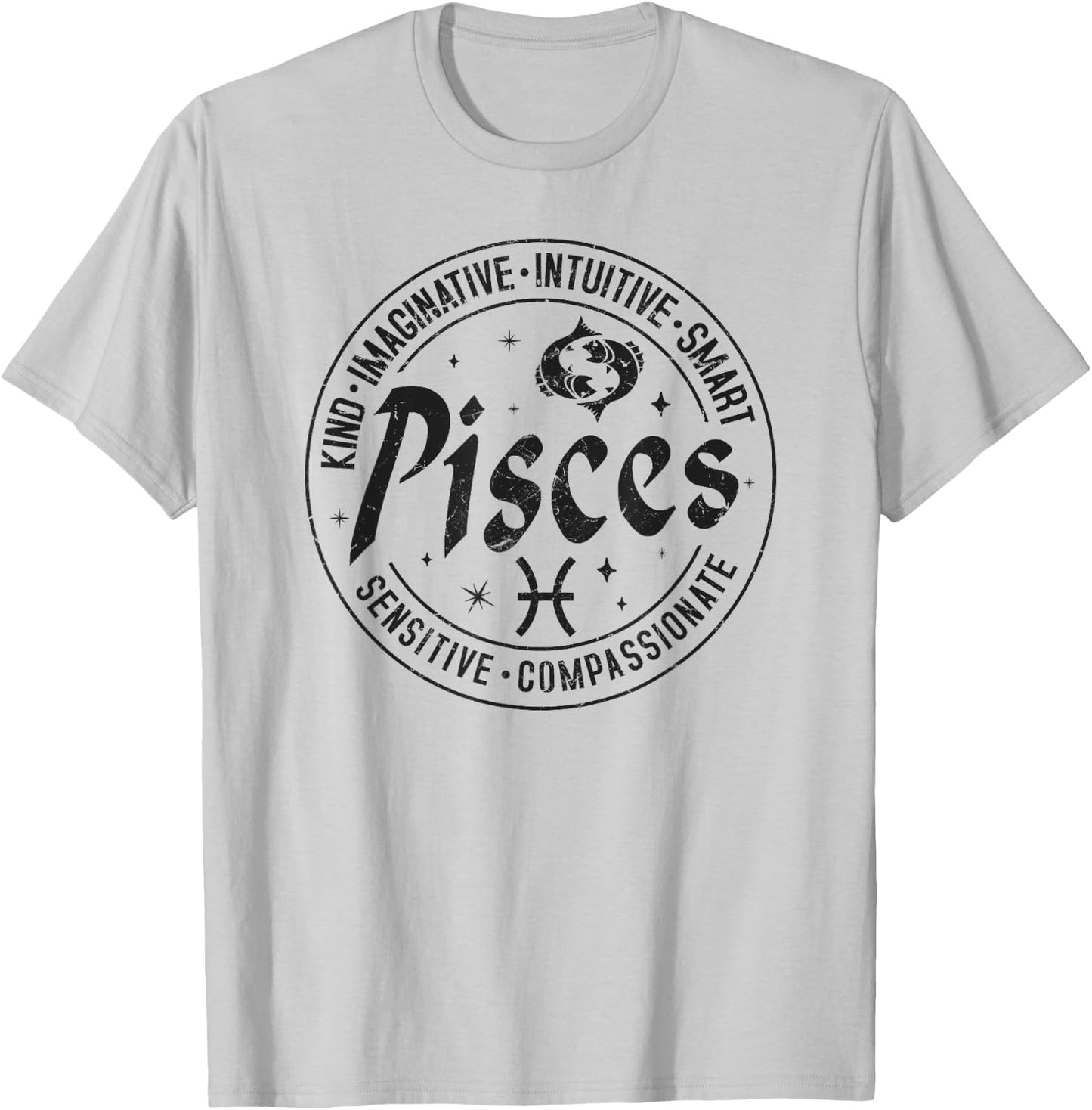 Pisces Virtues Vintage Style Zodiac Design, Pisces T-Shirt - T-Shirt | Ash