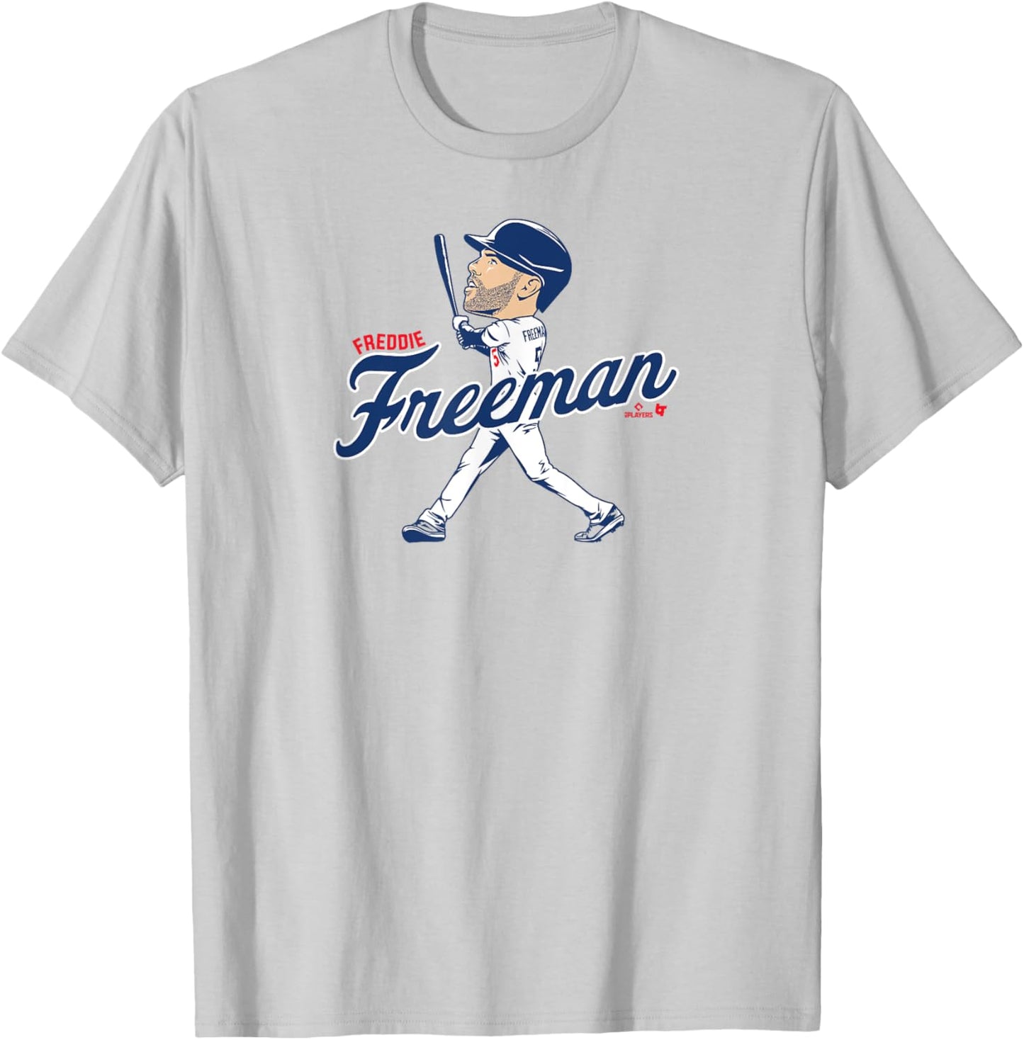 Freddie Freeman: Caricature - Los Angeles Baseball T-Shirt - T-Shirt | Ash