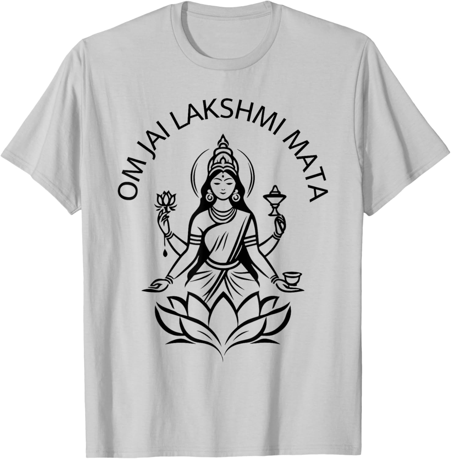 Laxmi Mata, Diwali Indian Goddess Om Jai Lakshmi Mata Pooja T-Shirt - T-Shirt | Ash