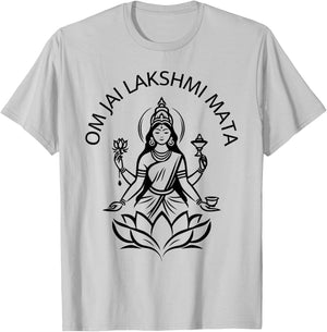 Laxmi Mata, Diwali Indian Goddess Om Jai Lakshmi Mata Pooja T-Shirt - T-Shirt | Ash