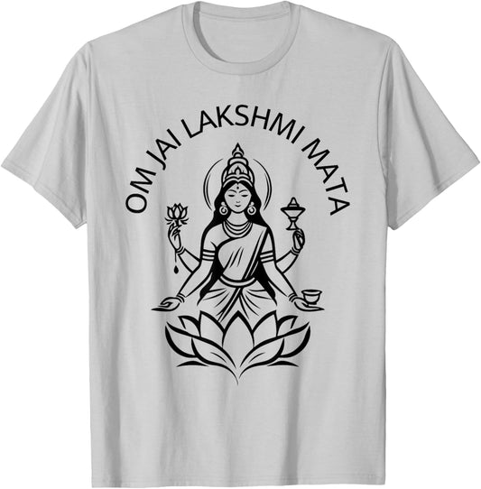 Laxmi Mata, Diwali Indian Goddess Om Jai Lakshmi Mata Pooja T-Shirt - T-Shirt | Ash
