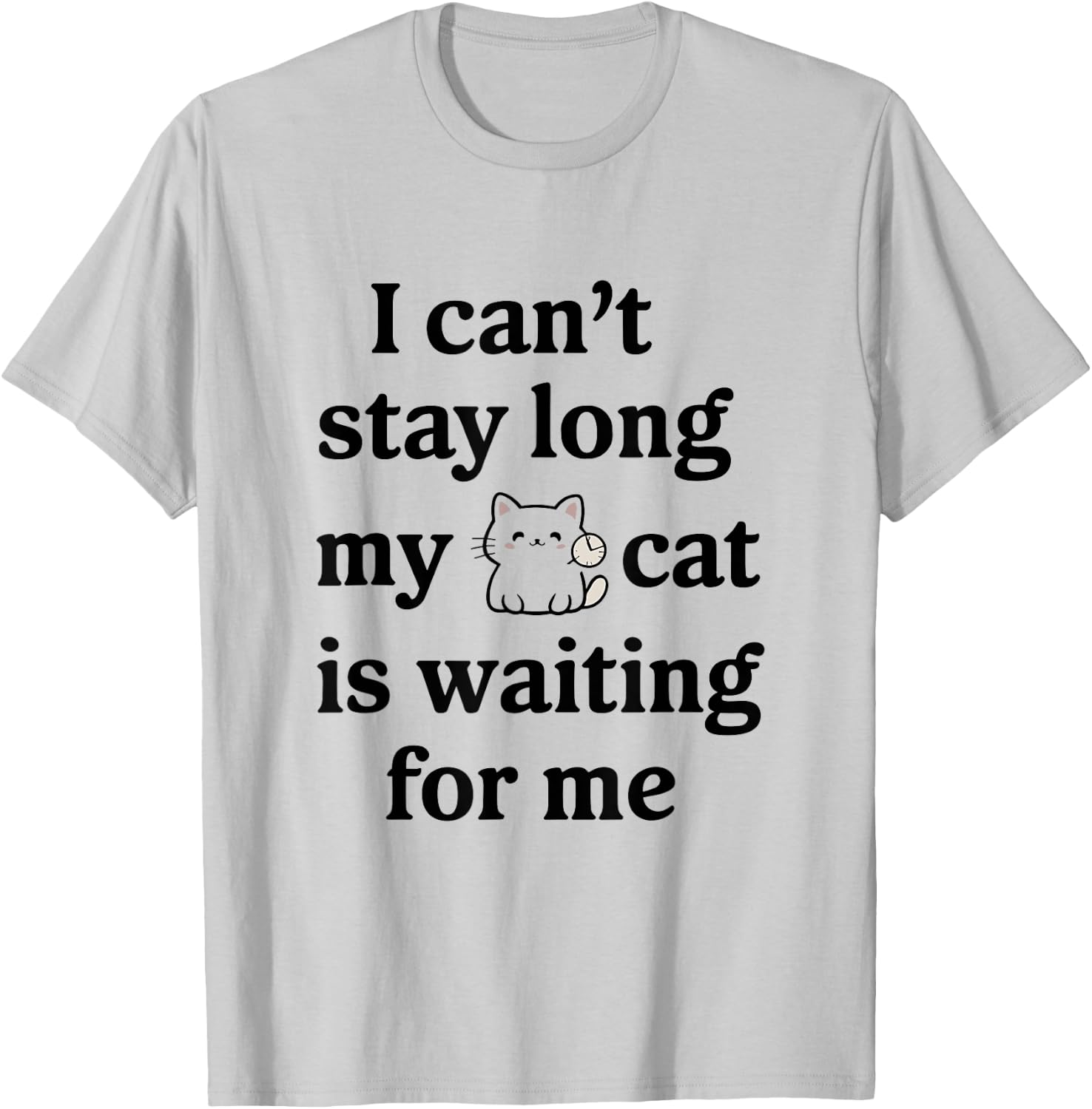 I Can’t Stay Long My Cat Is Waiting For Me Cat Lover Saying Women T-Shirt - T-Shirt | Ash