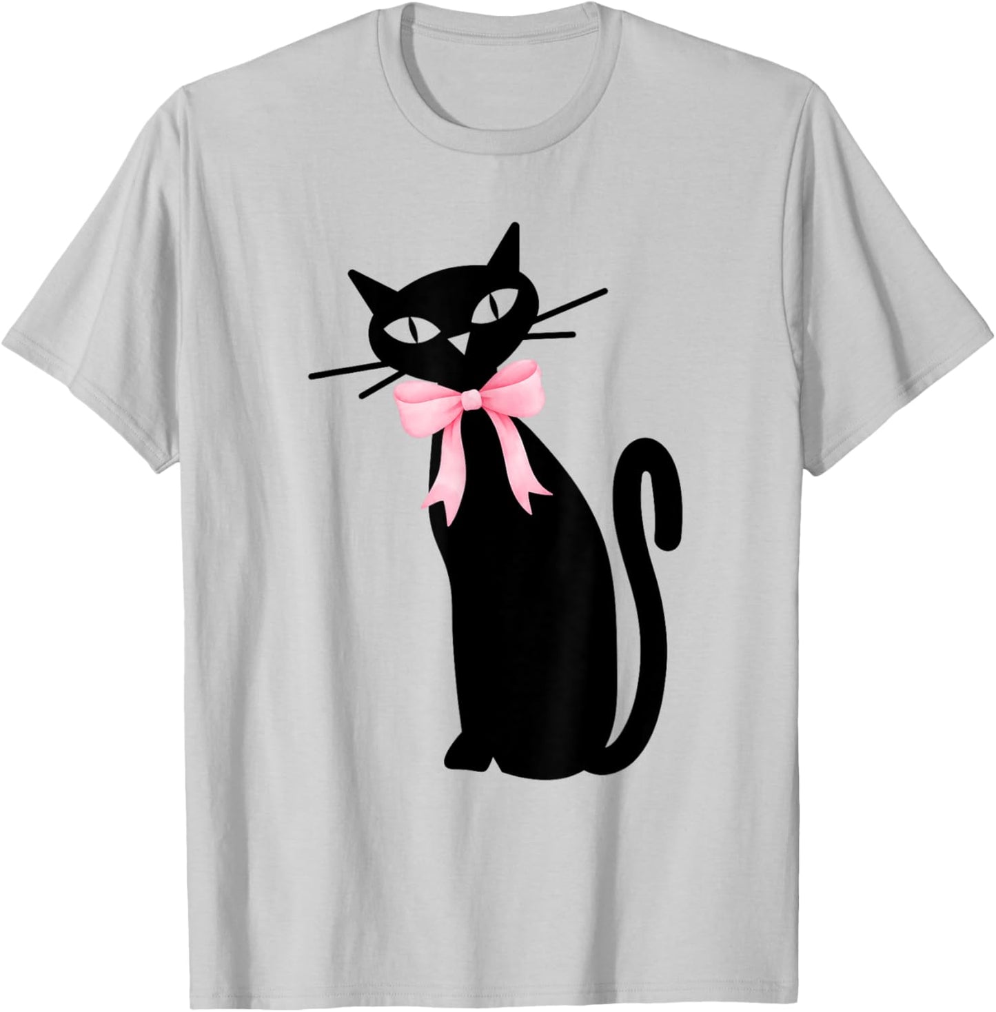 Atomic Cat Black With Pink Bow MCM Retro Kitty Men Women Kids T-Shirt - T-Shirt | Ash