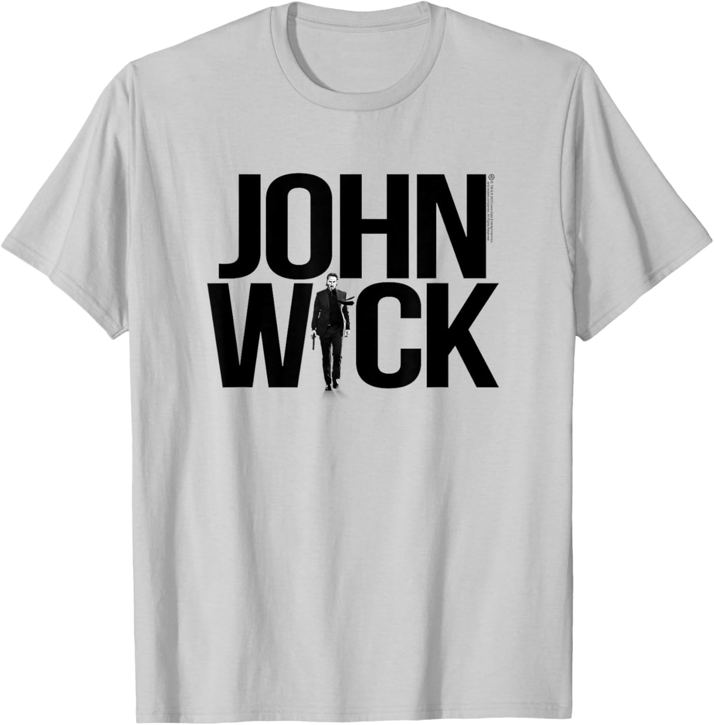 John Wick Bold Logo with Photo Action Movie T-Shirt - T-Shirt | Ash