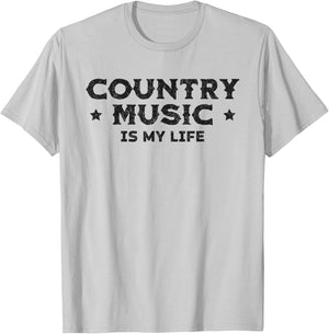 Slogan Country Music Is My Life T-Shirt - T-Shirt | Ash