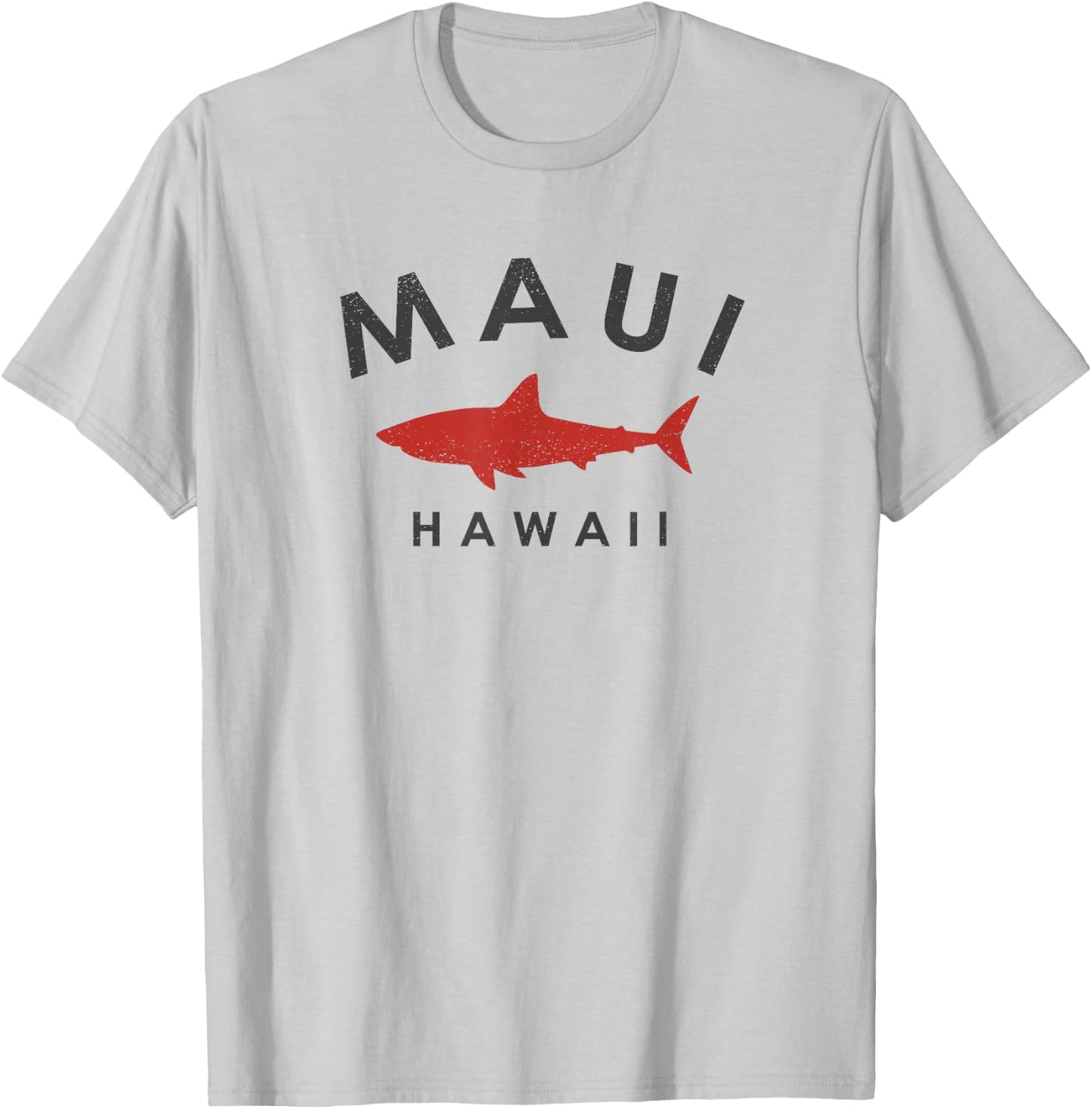 Maui Hawaii Shark Vacation Souvenir Vintage Hawaiian T-Shirt - T-Shirt | Ash