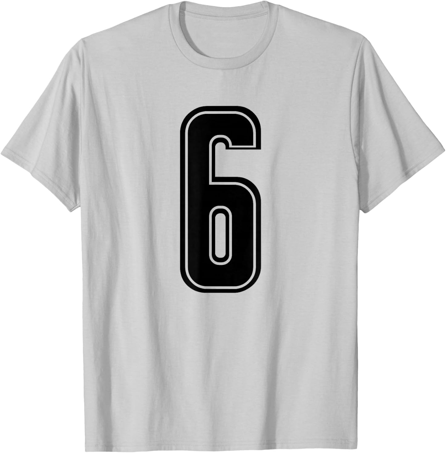 Black Sports Team Number #6 T-Shirt - T-Shirt | Ash
