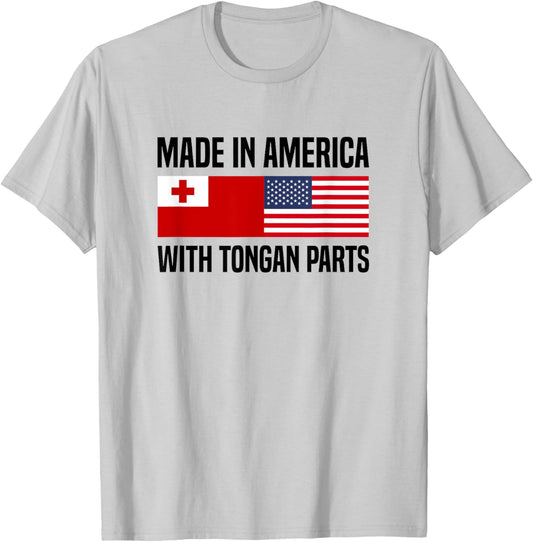 Made in America with Tongan Parts Tongan American T-Shirt - T-Shirt | Ash