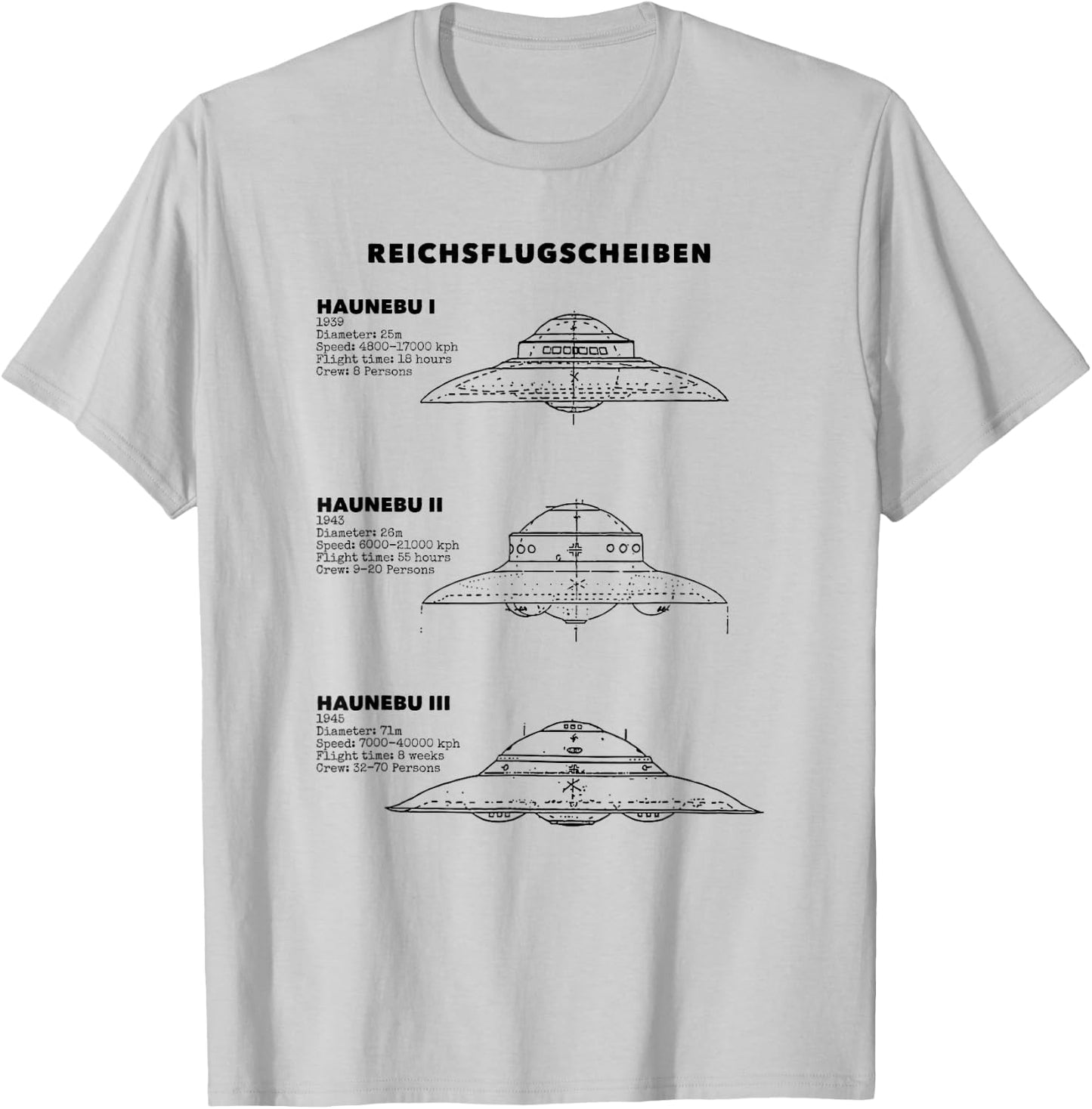 Vintage German WW2 UFO Top Secret Area 51 Alien UAP Graphic T-Shirt - T-Shirt | Ash