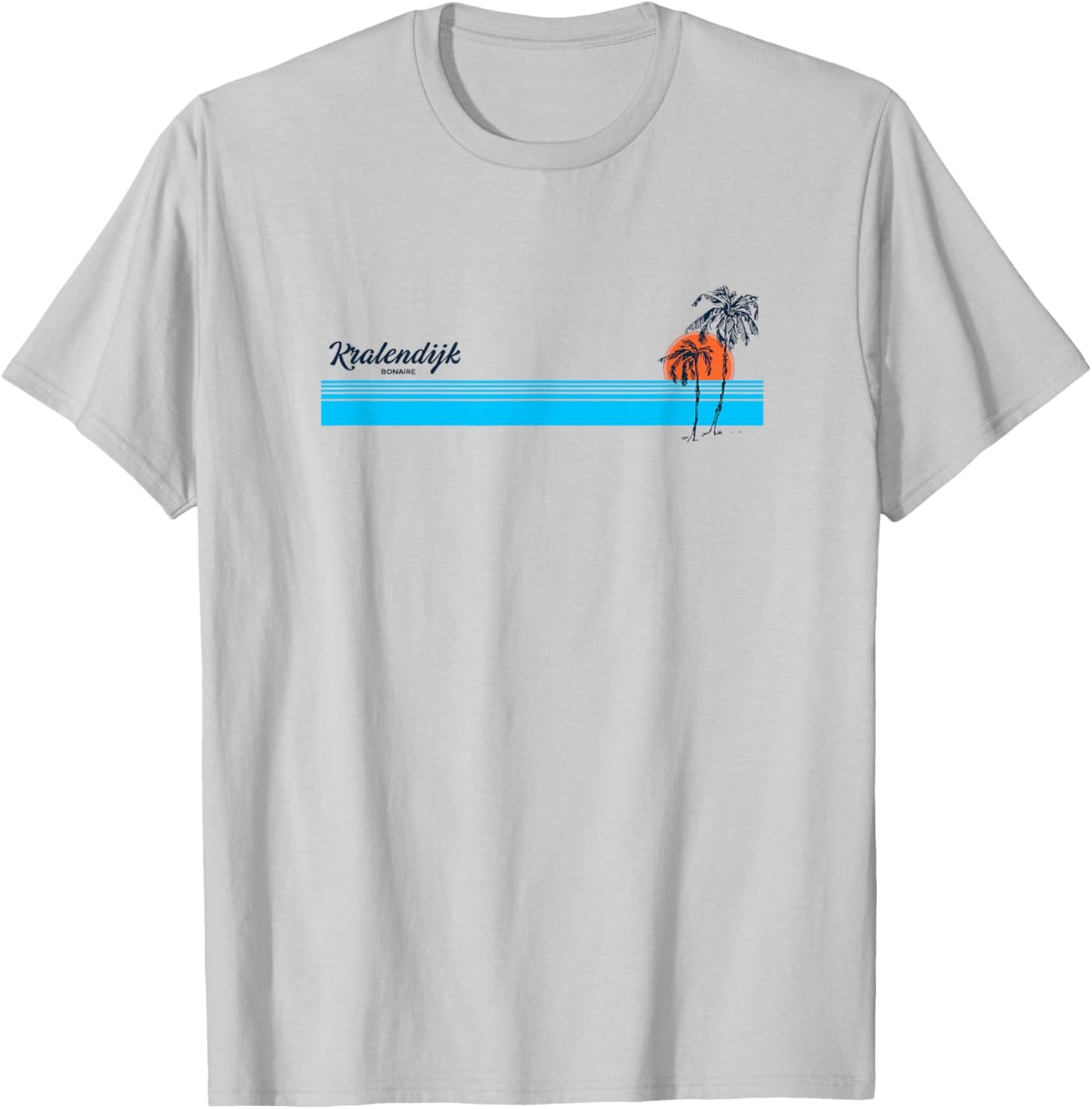 Kralendijk Vintage 70s Palm Trees Design T-Shirt - T-Shirt | Ash