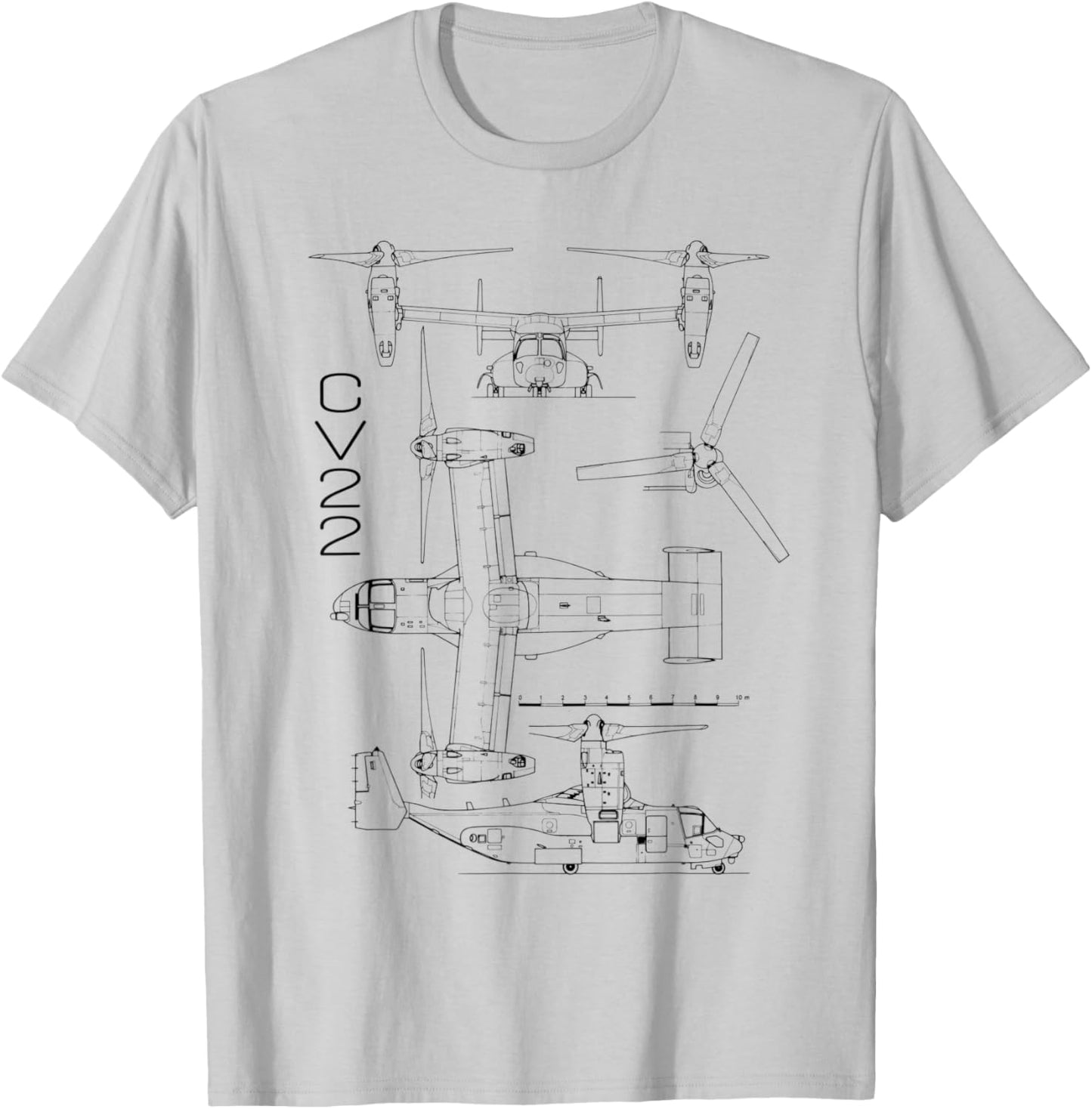 V-22 Osprey Aircraft US Military Helicopter Specification T-Shirt - T-Shirt | Ash