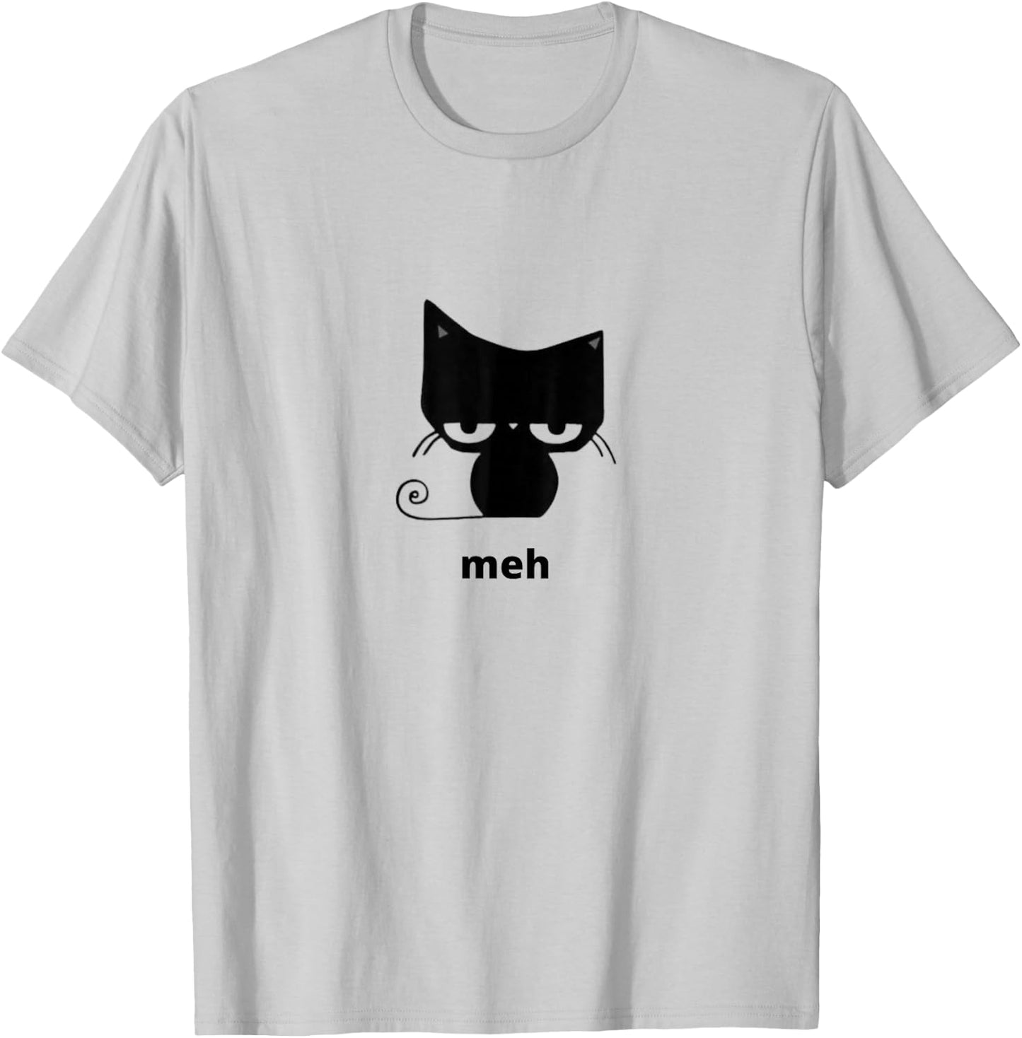 Meh Black Cat Funny T-Shirt - T-Shirt | Ash