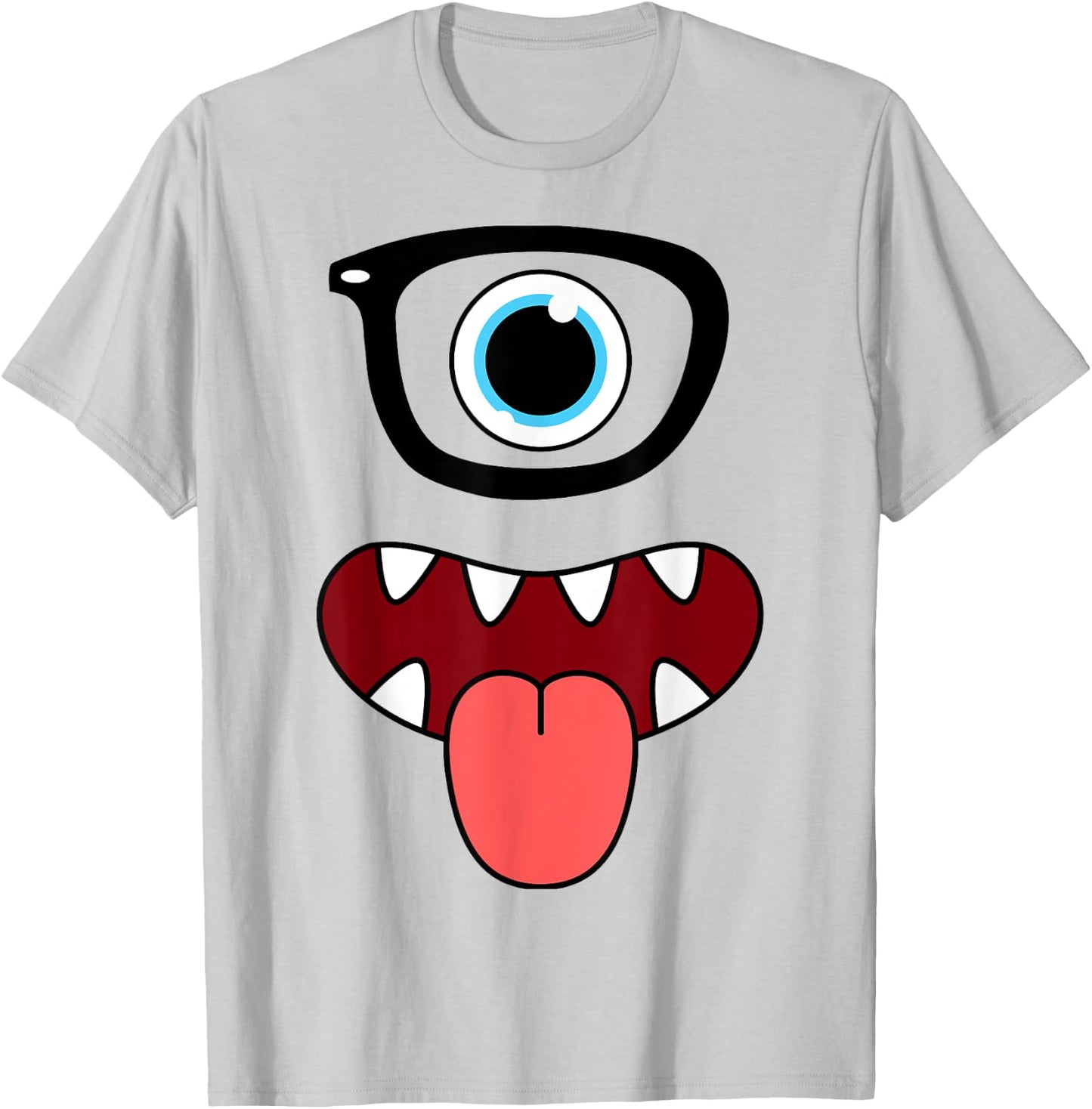 Funny Monster Face Nerd Glasses Costume Birthday Halloween T-Shirt - T-Shirt | Ash