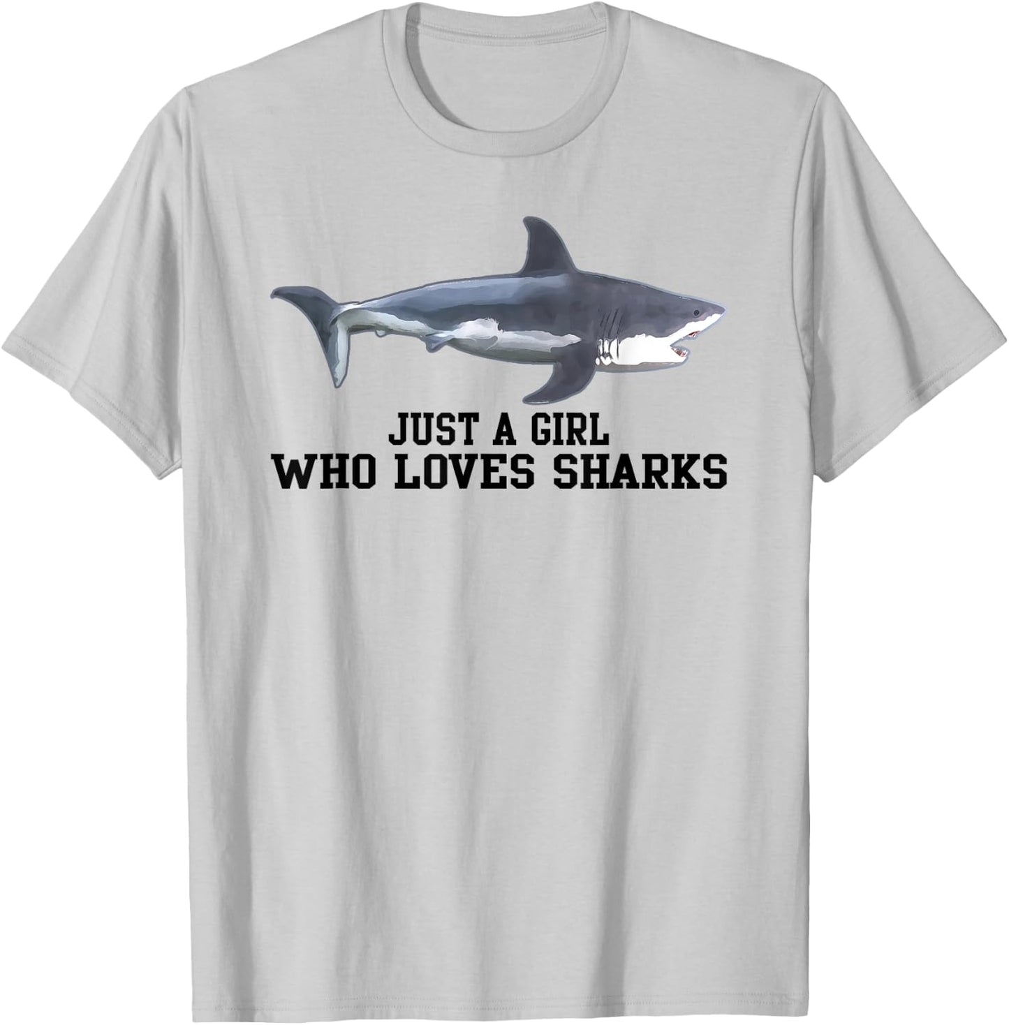 Just A Girl Who Loves Sharks Gift T-Shirt - T-Shirt | Ash
