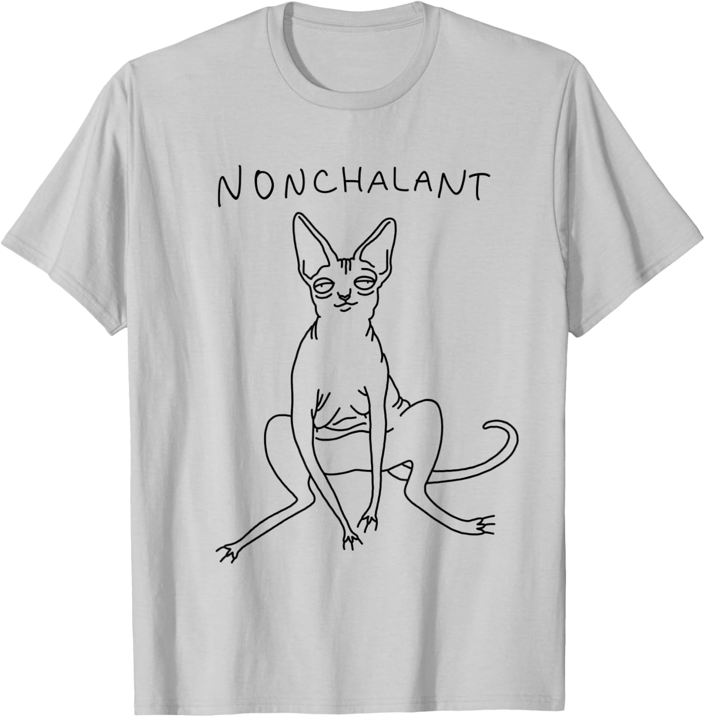 Nonchalant Sphynx Cat Funny Gift | Nakdcat T-Shirt - T-Shirt | Ash