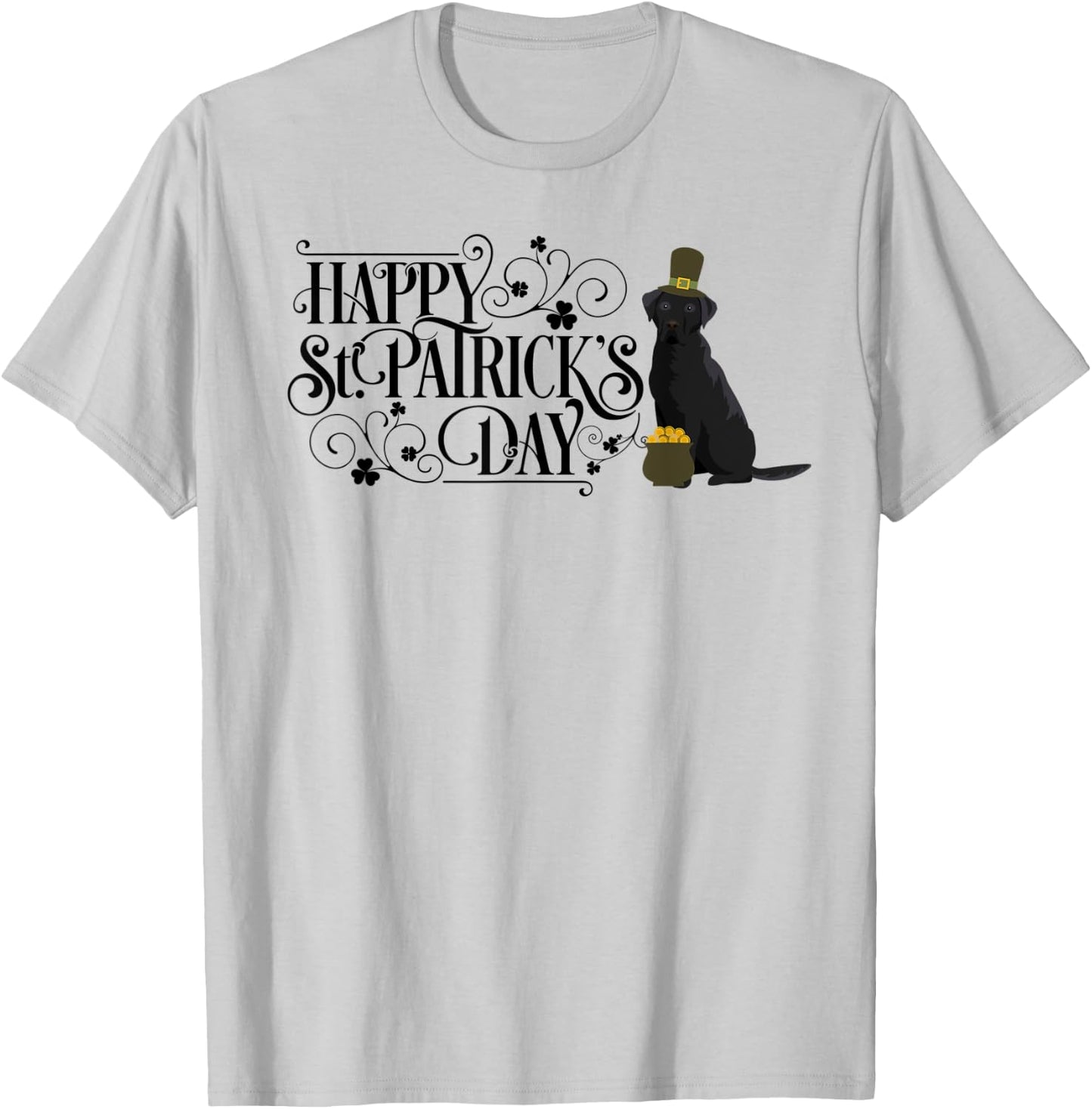 St Patricks Day Black Labrador Retriever Shirt Dog T-Shirt - T-Shirt | Ash