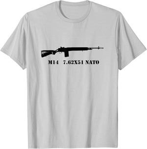 M14 Shirt, M-14 Vietnam US Military 7.62 NATO T-Shirt - T-Shirt | Ash