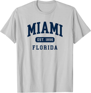 Miami Florida Retro Est 1896 Vintage Vacation Souvenir T-Shirt - T-Shirt | Ash