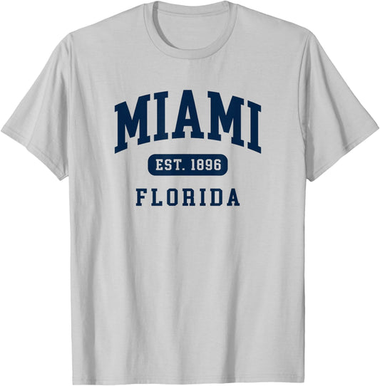 Miami Florida Retro Est 1896 Vintage Vacation Souvenir T-Shirt - T-Shirt | Ash