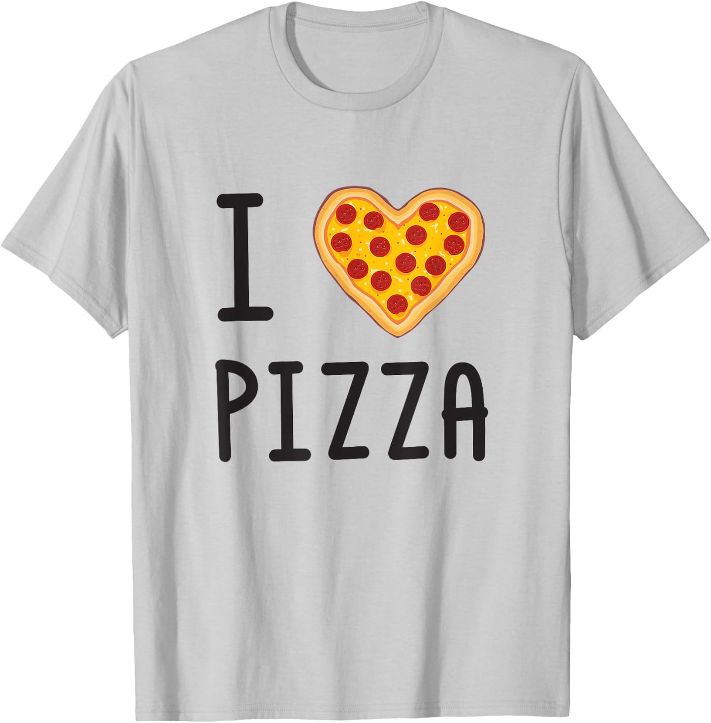 Funny I Love Pizza Pepperoni Heart T-Shirt - T-Shirt | Ash