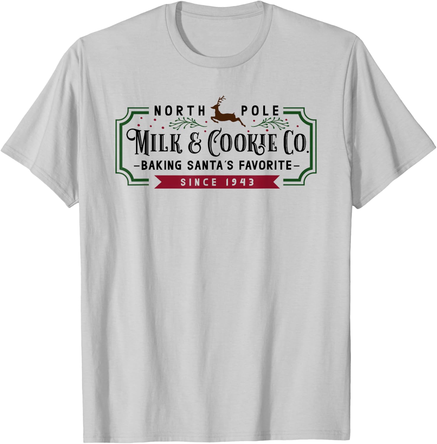 Christmas North Pole Milk and Cookie Co T-Shirt - T-Shirt | Ash