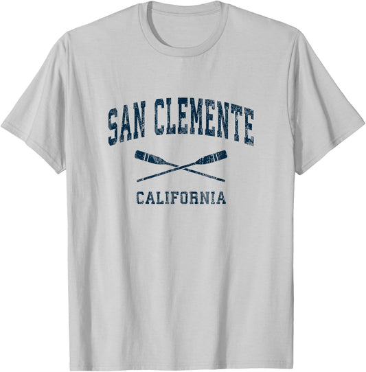 San Clemente California Vintage Nautical Paddles Sports Oars T-Shirt - T-Shirt | Ash