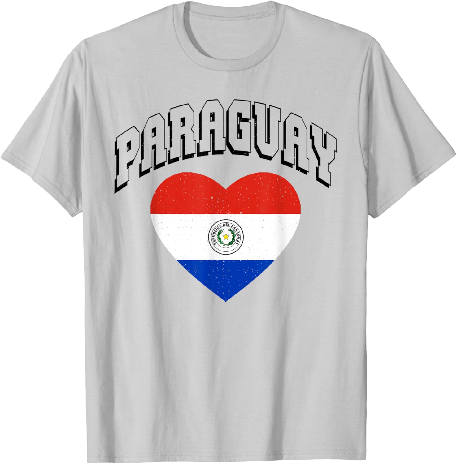 Paraguay Flag Vintage Throwback Athletic Heart T-Shirt - T-Shirt | Ash