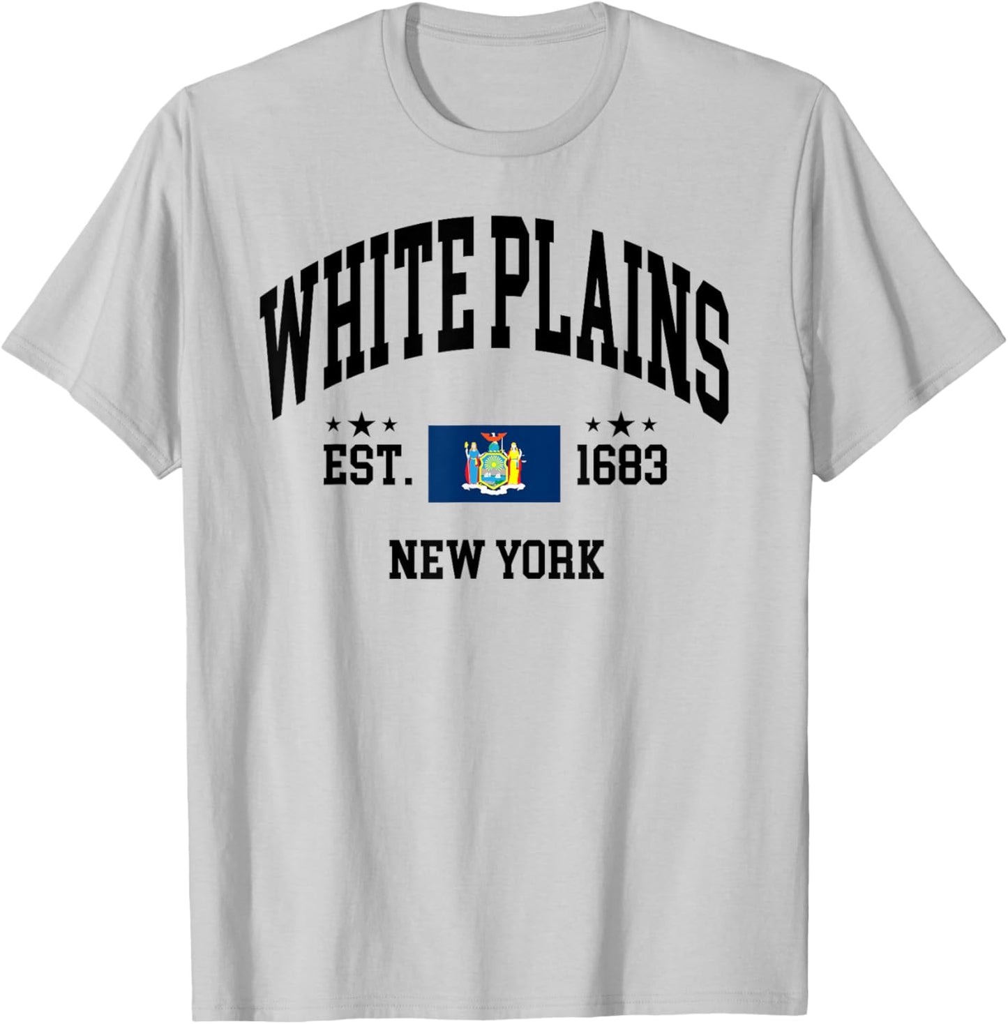 Retro White Plains New York NY Vintage State Patriotic Flag T-Shirt - T-Shirt | Ash