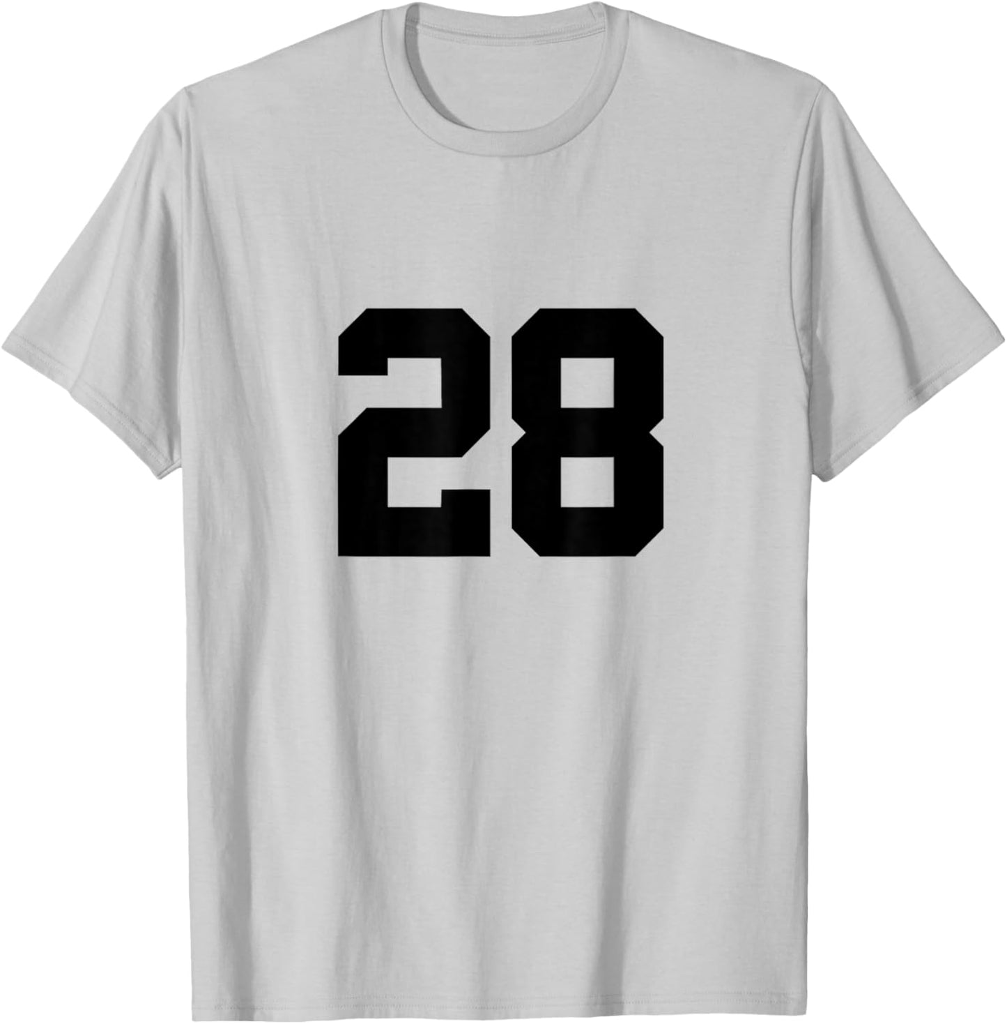 Number 28 (on Front / Back) Sports Team Jersey Number T-Shirt - T-Shirt | Ash