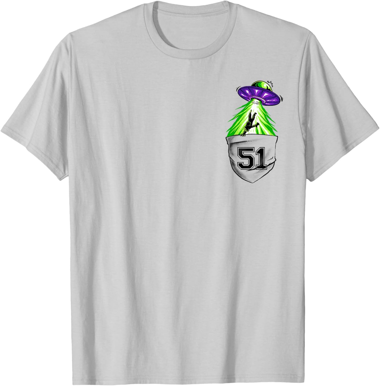 Alien Ship In Pocket Funny UFO Abduction T-Shirt - T-Shirt | Ash