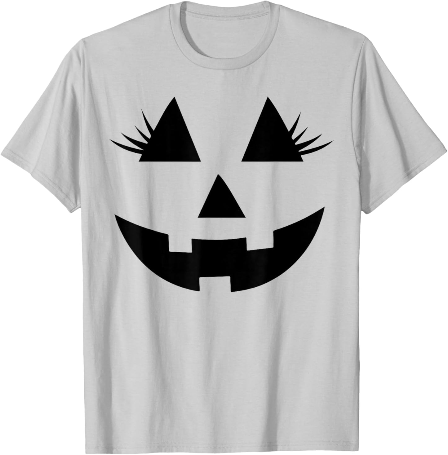 Funny Jack O Lantern Face Pumpkin Eyelashes Hallowen Costume T-Shirt - T-Shirt | Ash